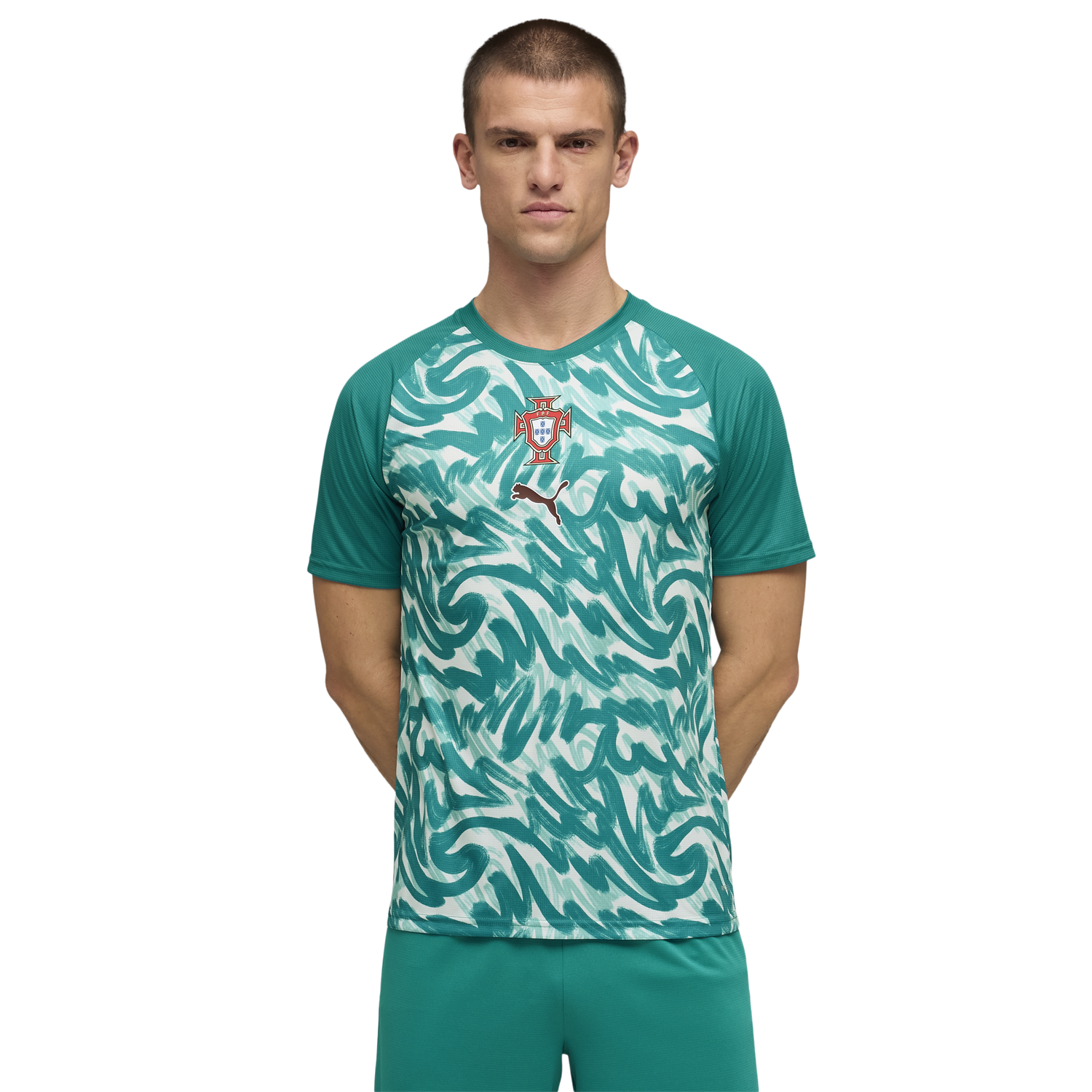 PUMA FPF Warm Up Jersey - Men's - Green Lagoon/Ruby Shimmer