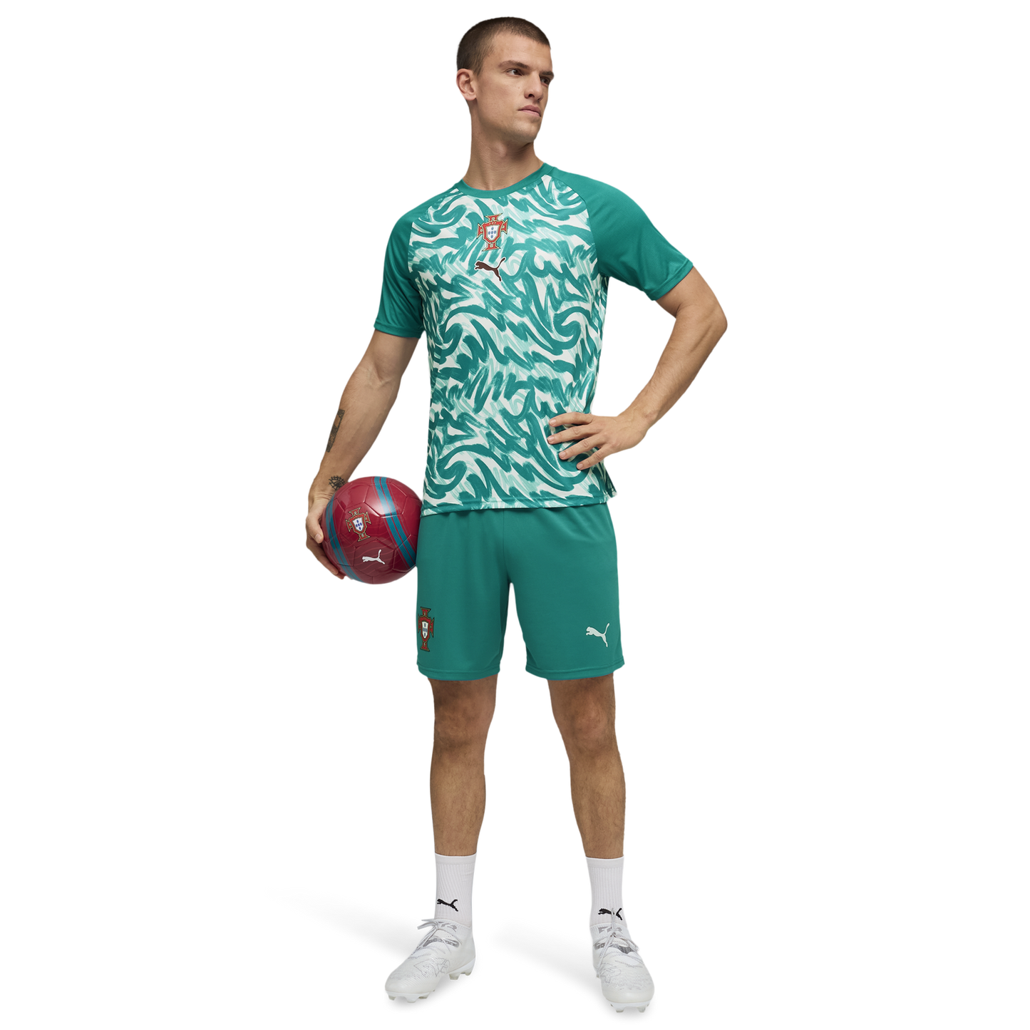 PUMA FPF Warm Up Jersey - Men's - Green Lagoon/Ruby Shimmer