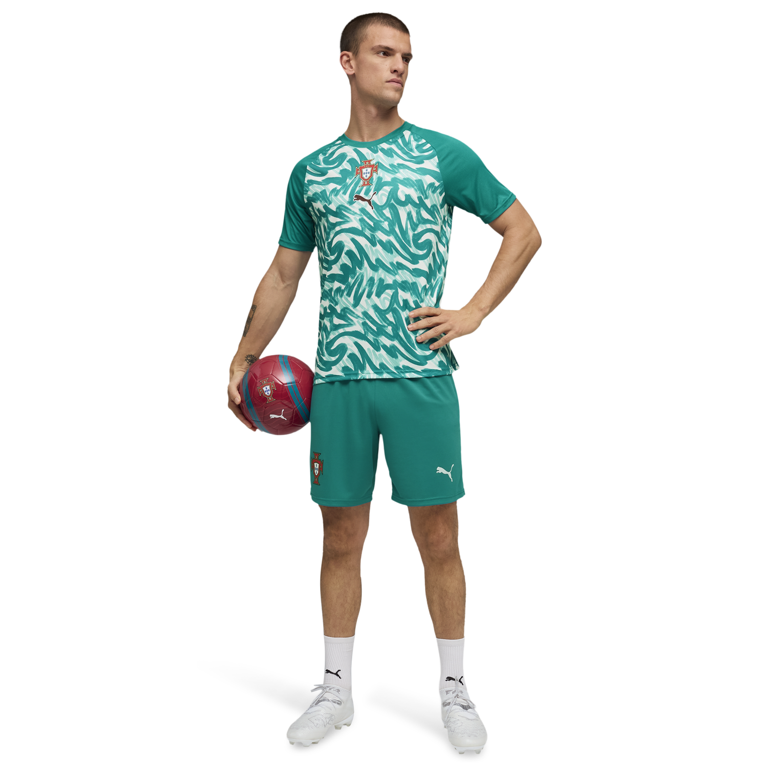 PUMA FPF Warm Up Jersey - Men's - Green Lagoon/Ruby Shimmer