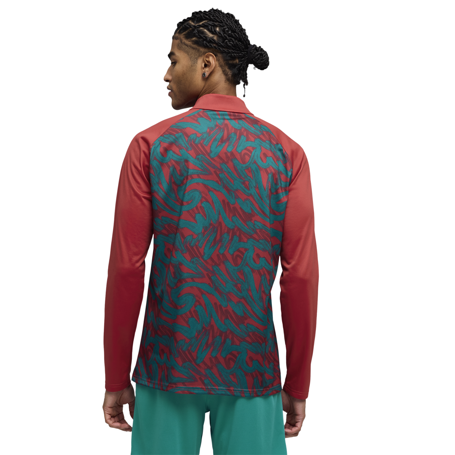 PUMA FPF Warm Up 1/4 Zip Top - Men's - Green Lagoon/Club Red