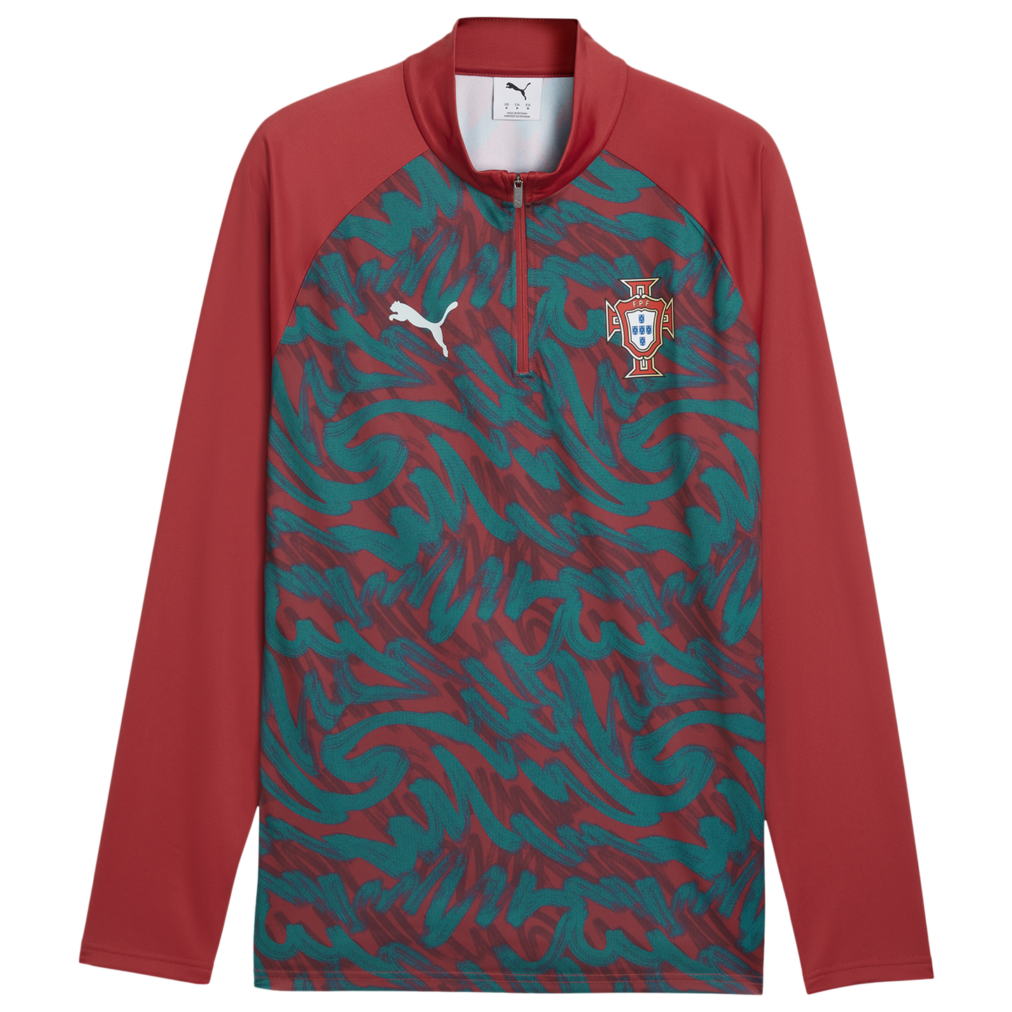 PUMA FPF Warm Up 1/4 Zip Top - Men's - Green Lagoon/Club Red