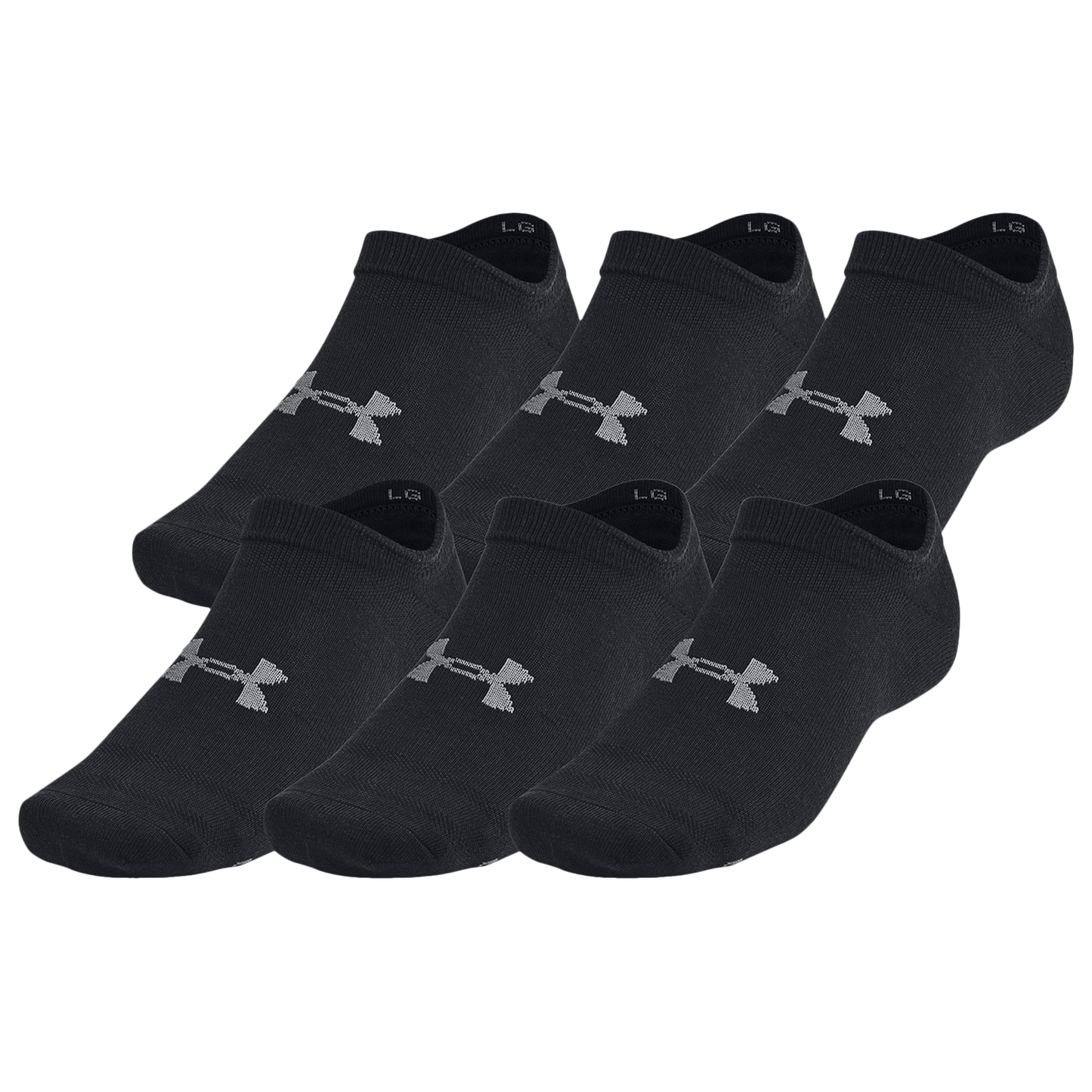 Under Armour Essential 6 Pack No Show Socks - Men's - Black/Black/Castlerock
