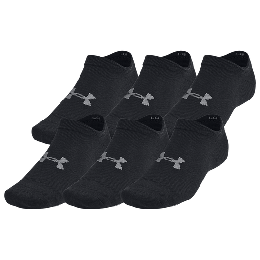 Under Armour Essential 6 Pack No Show Socks - Men's - Black/Black/Castlerock