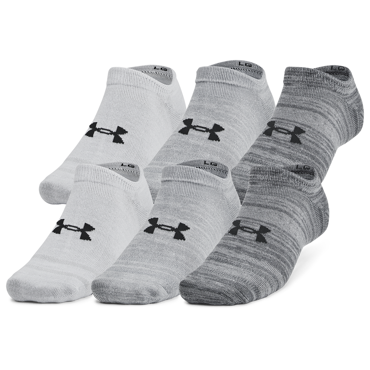 Under Armour Essential 6 Pack No Show Socks - Men's - Castlerock/Castlerock/Anthracite
