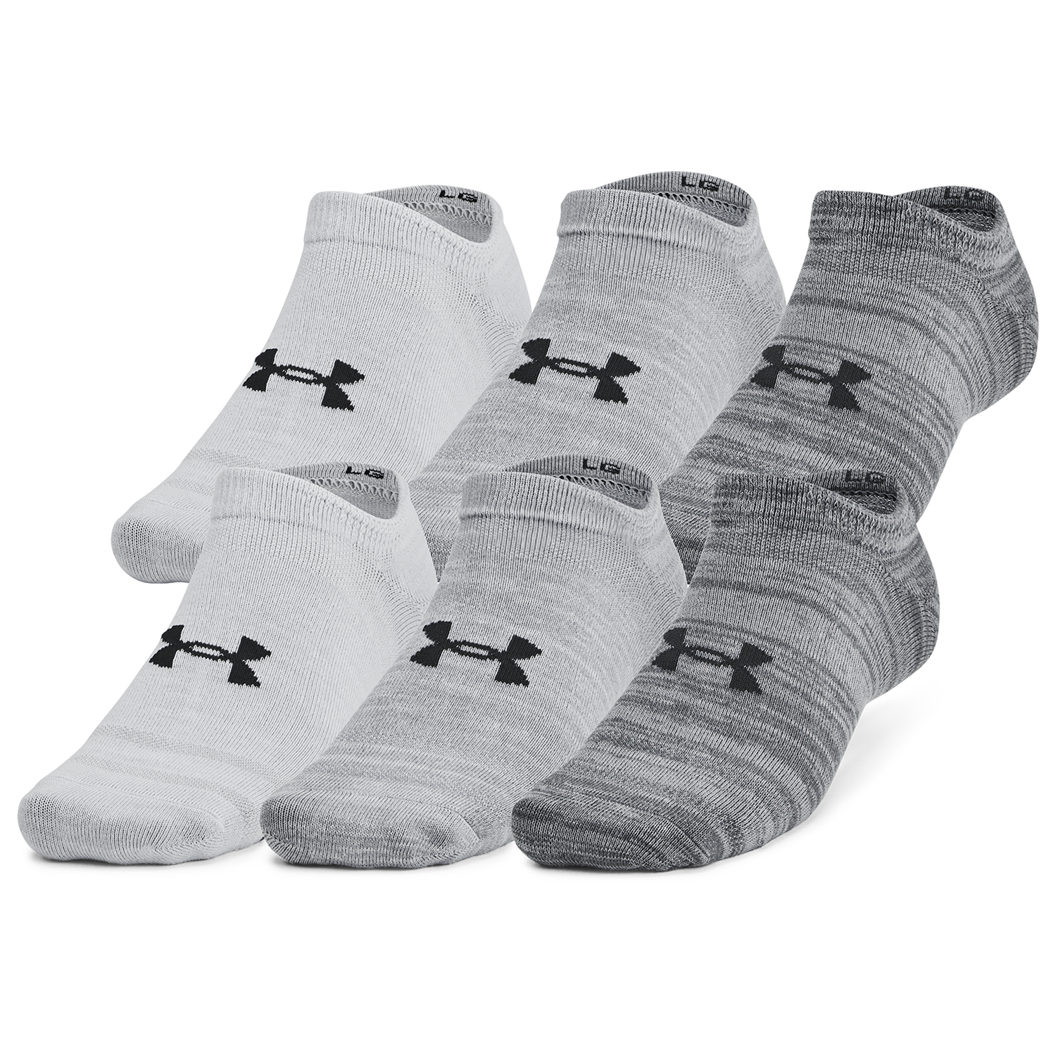 Under Armour Essential 6 Pack No Show Socks - Men's - Castlerock/Castlerock/Anthracite