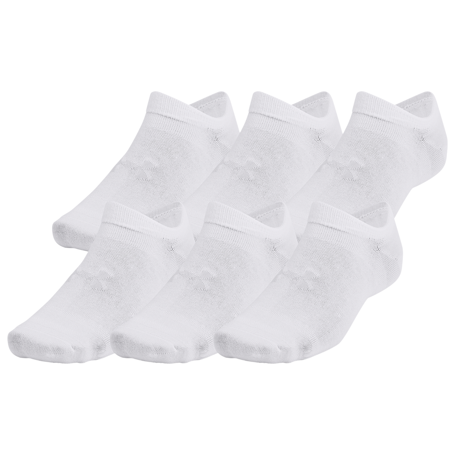 Under Armour Essential 6 Pack No Show Socks - Men's - White/White/Halo Grey