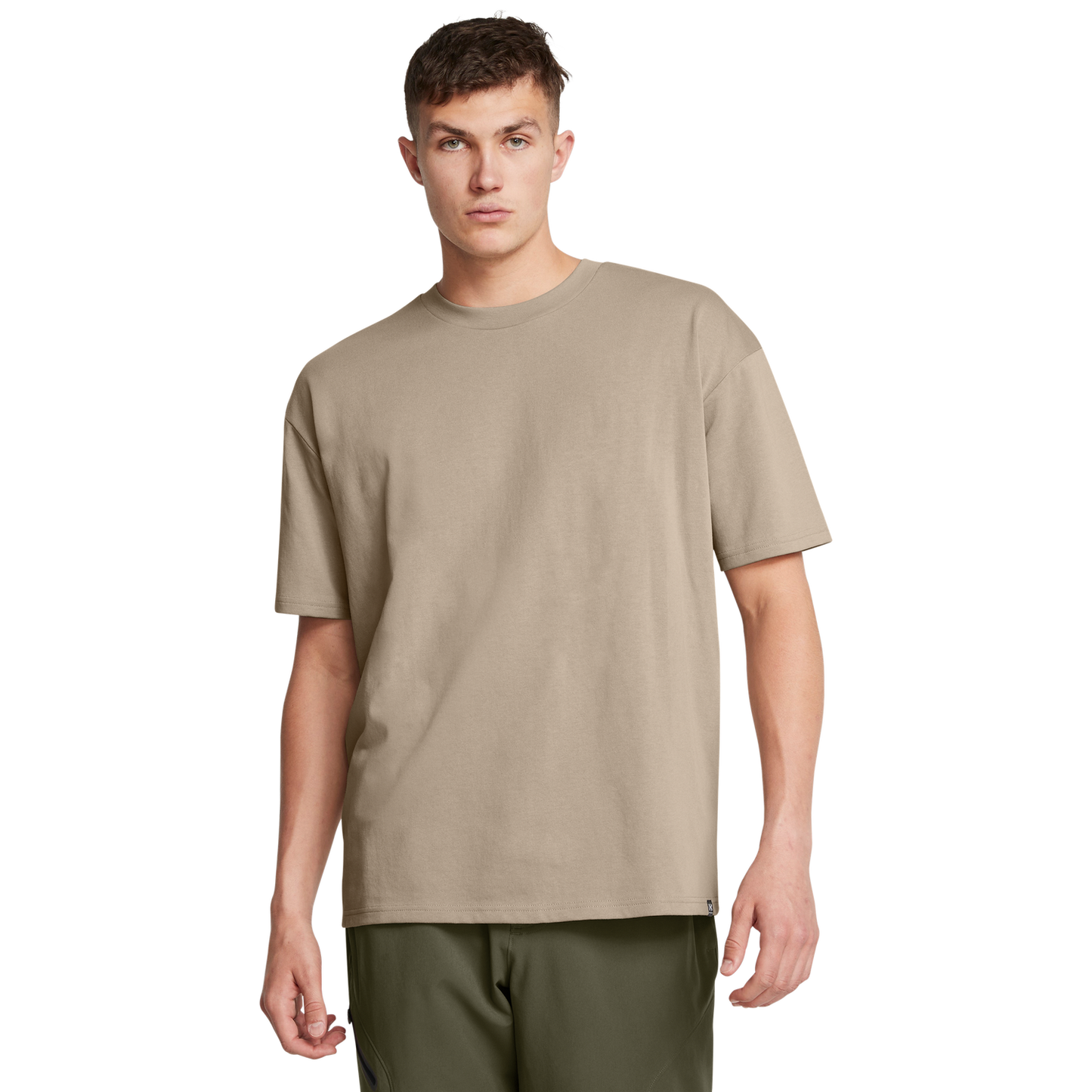 Under Armour Oversized Heavyweight Short Sleeve - Men's - Timberwolf Taupe/White