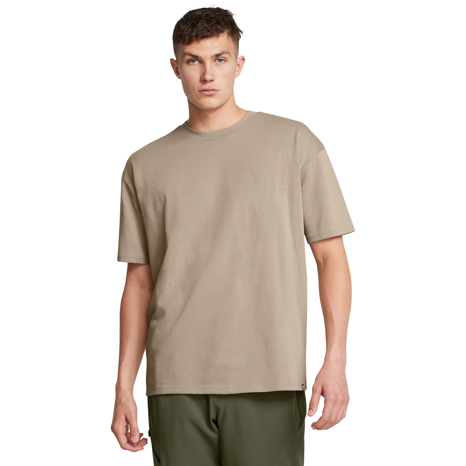 Under Armour Oversized Heavyweight Short Sleeve - Men's - Timberwolf Taupe/White