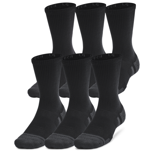 Under Armour Perf Tech 6 Pack Crew Socks - Men's - Black