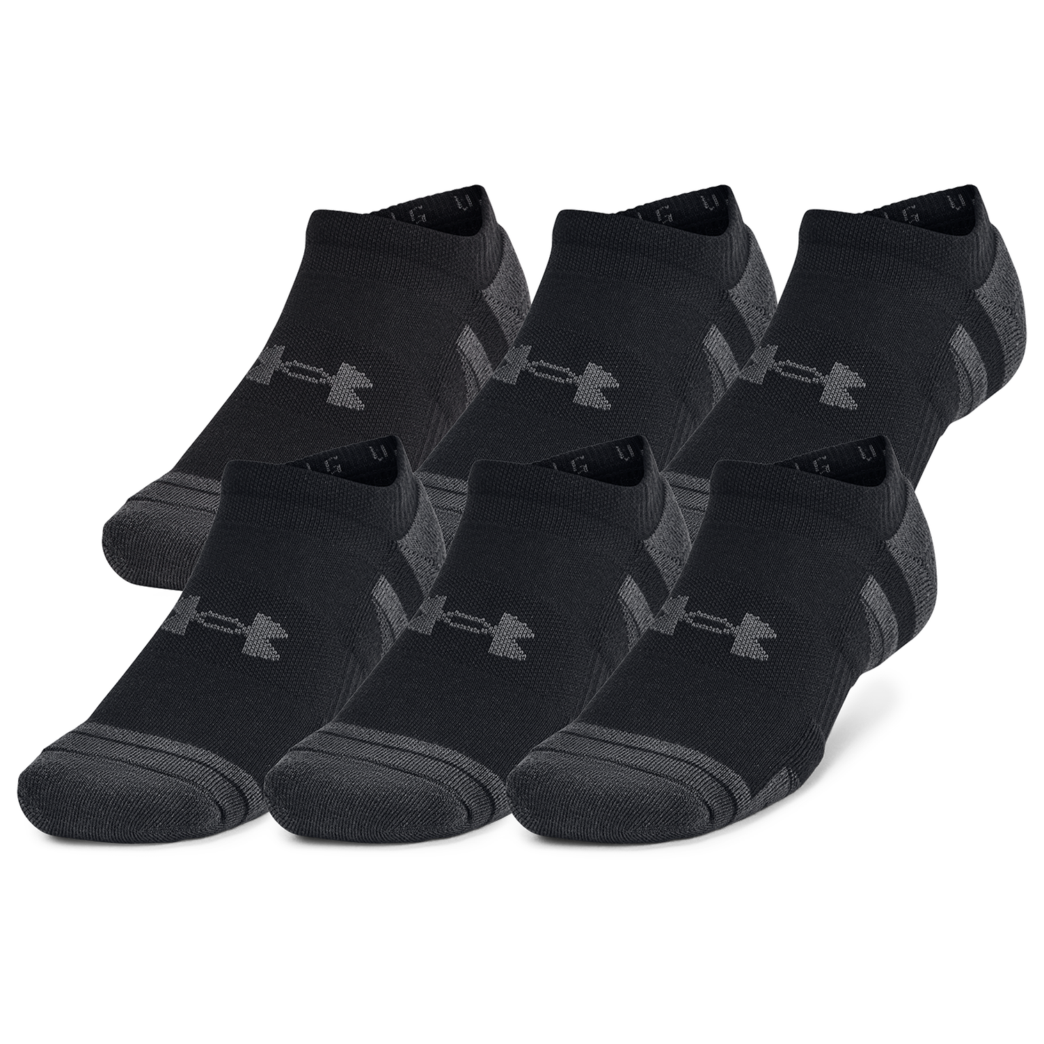 Under Armour Perf Tech 6 Pack No Show Socks - Men's - Black