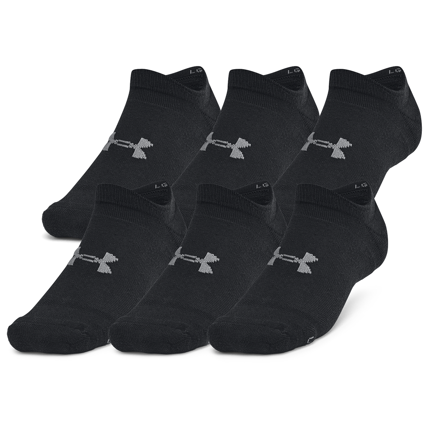 Under Armour Essential Cushion 6 Pack No Show Socks - Men's - Castlerock/Black/Black