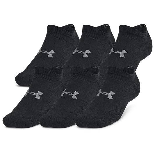 Under Armour Essential Cushion 6 Pack No Show Socks - Men's - Castlerock/Black/Black