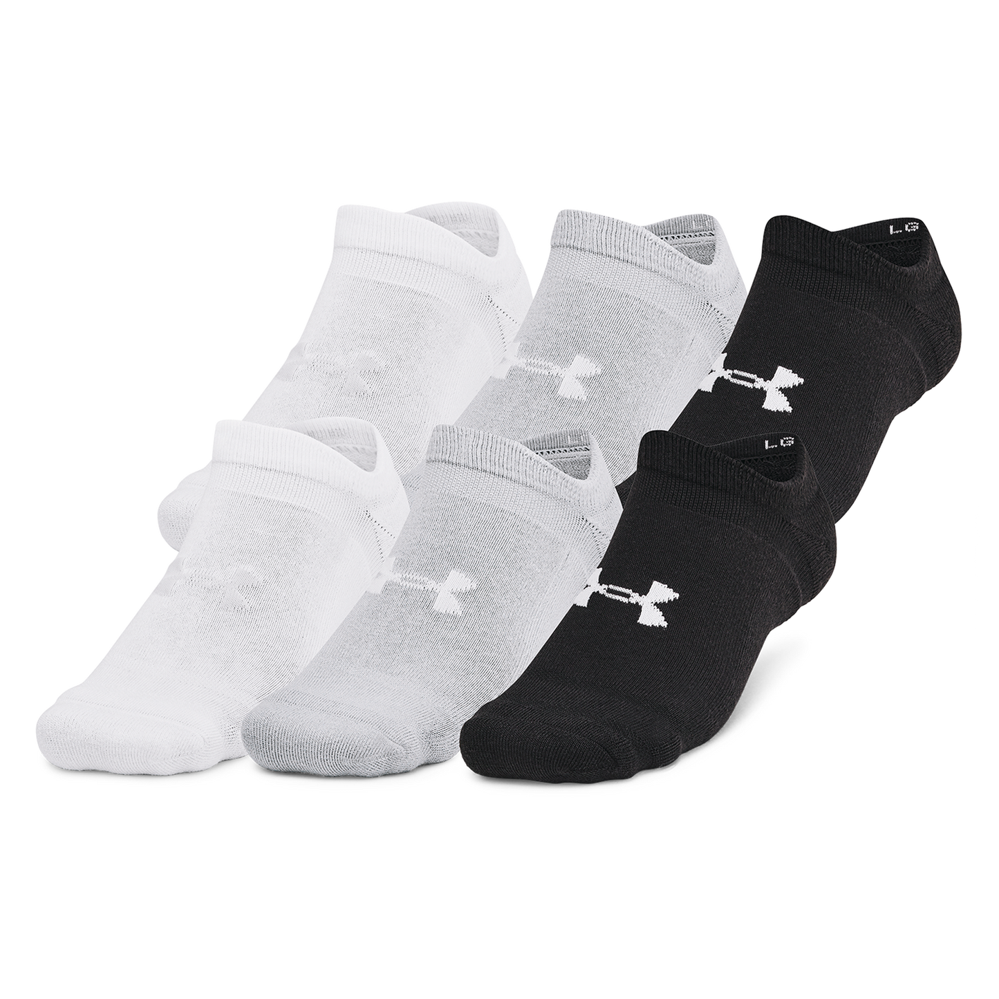 Under Armour Essential Cushion 6 Pack No Show Socks - Men's - Black/Black/Halo Grey