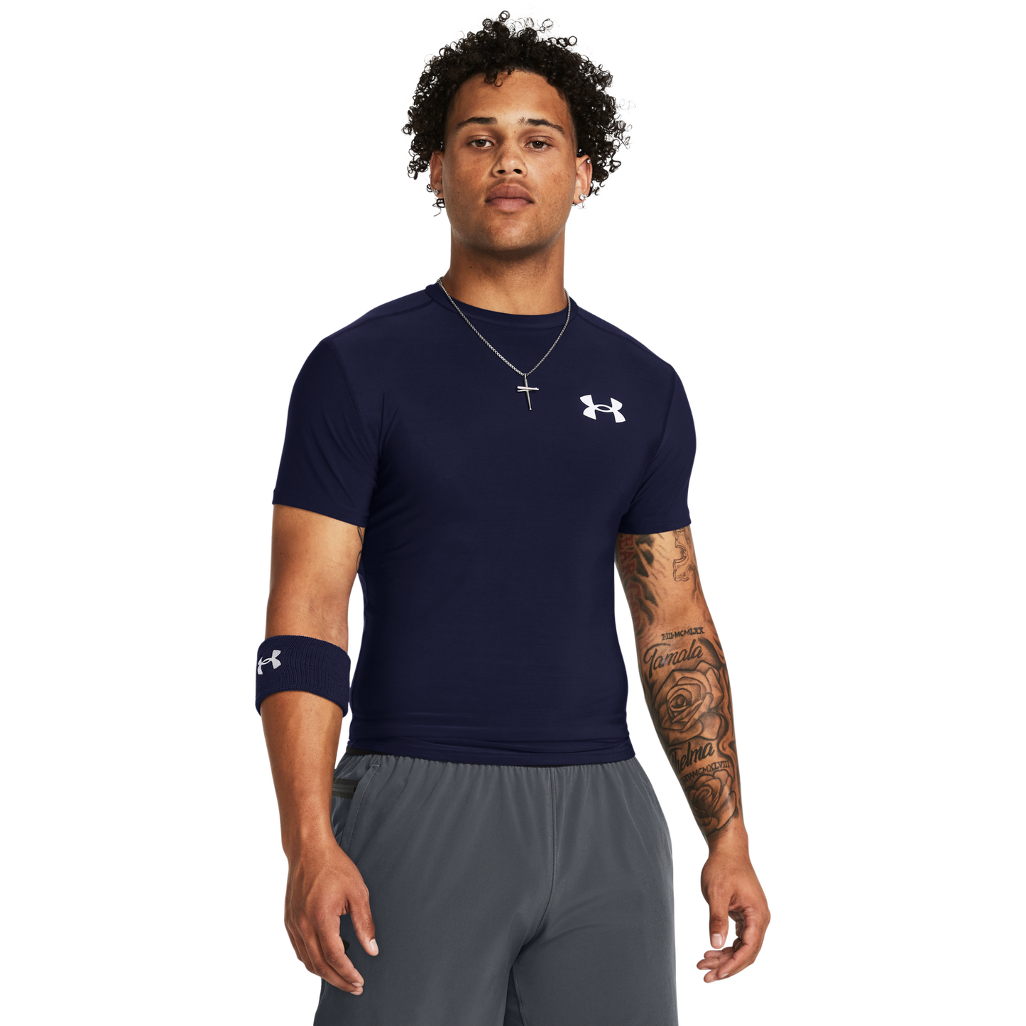Under Armour Heatgear OG Compression Short Sleeve - Men's - Midnight Navy/White