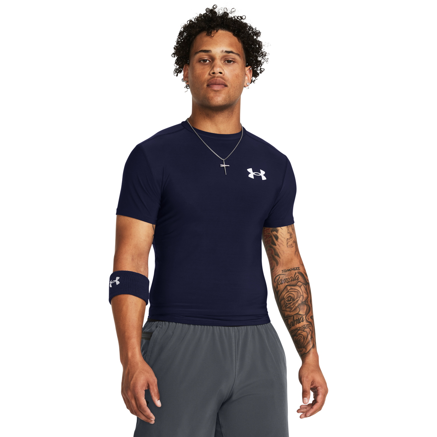Under Armour Heatgear OG Compression Short Sleeve - Men's - Midnight Navy/White