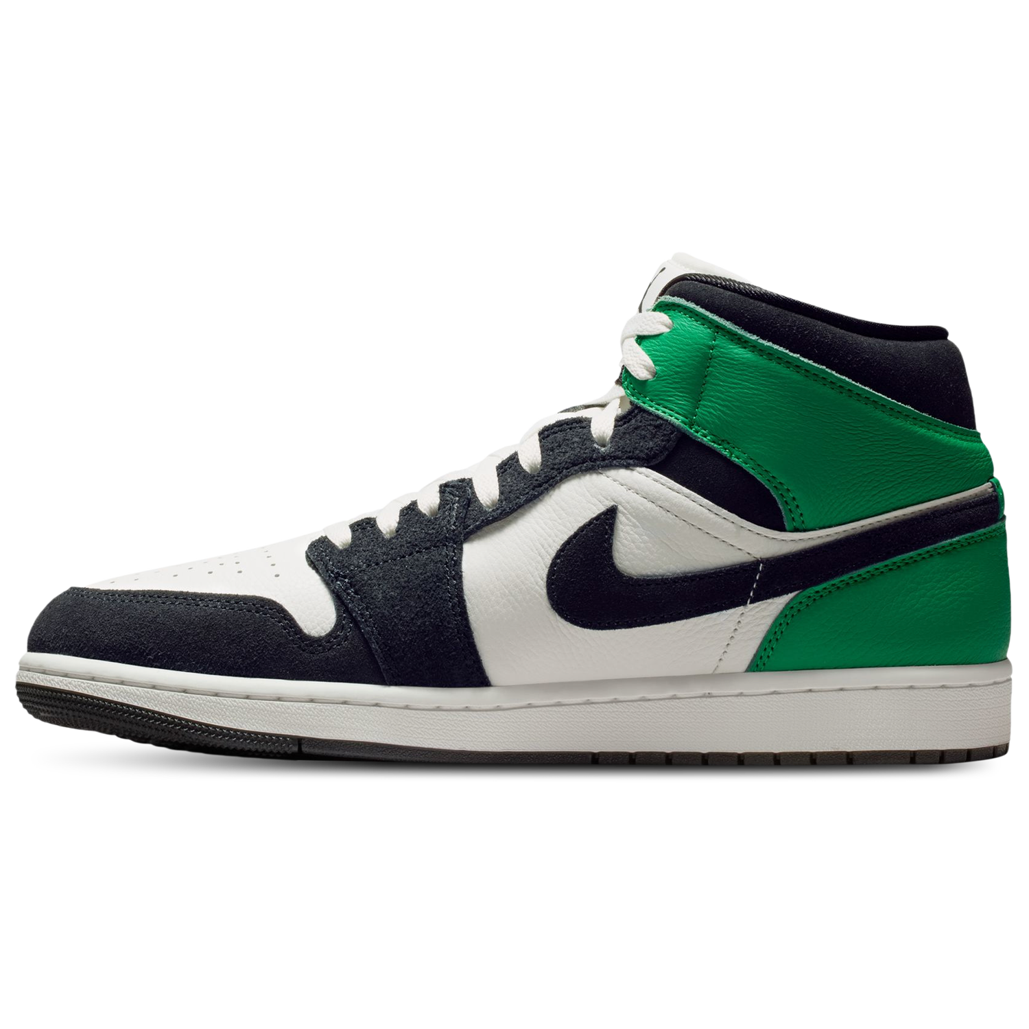 Jordan AJ 1 Mid SE - Men's - White/Black/Green