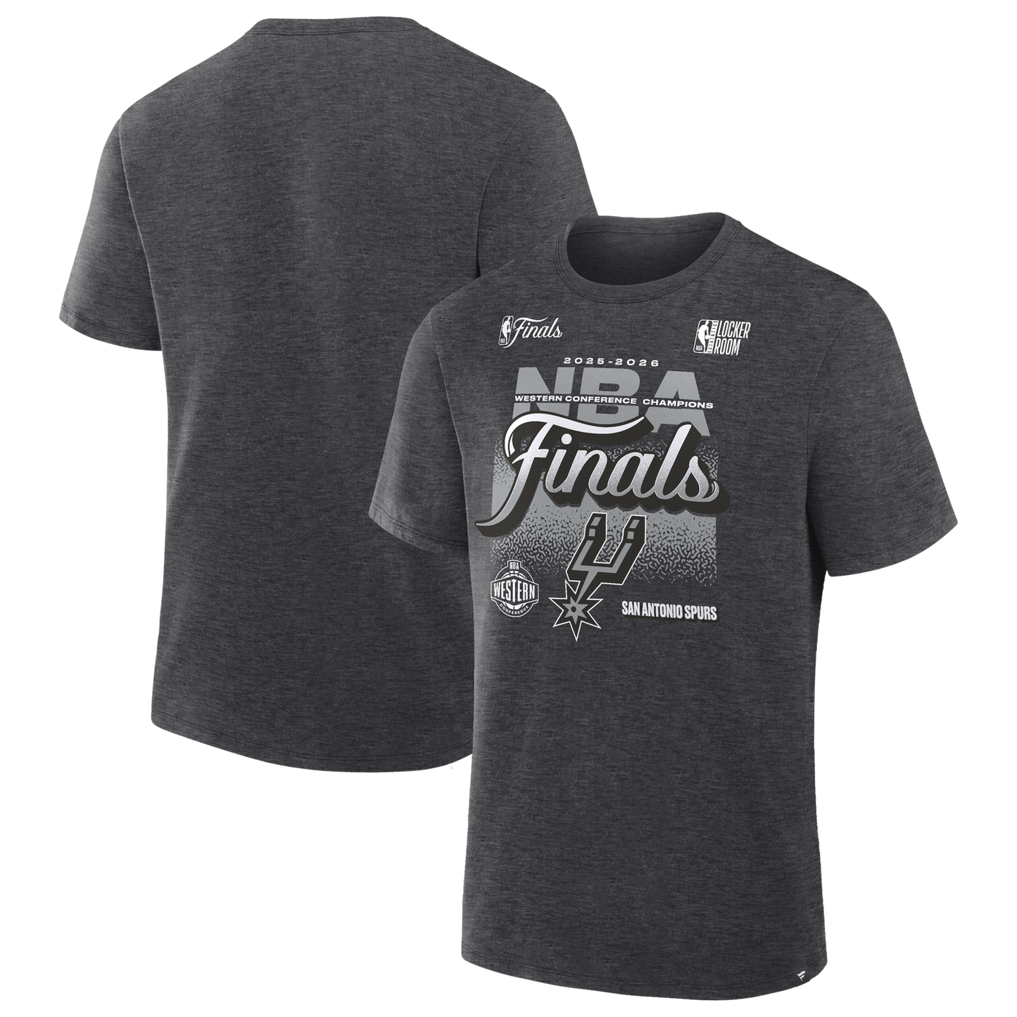 Fanatics Spurs Conference Champions Locker Room T-Shirt - Men's - Charcoal Heather