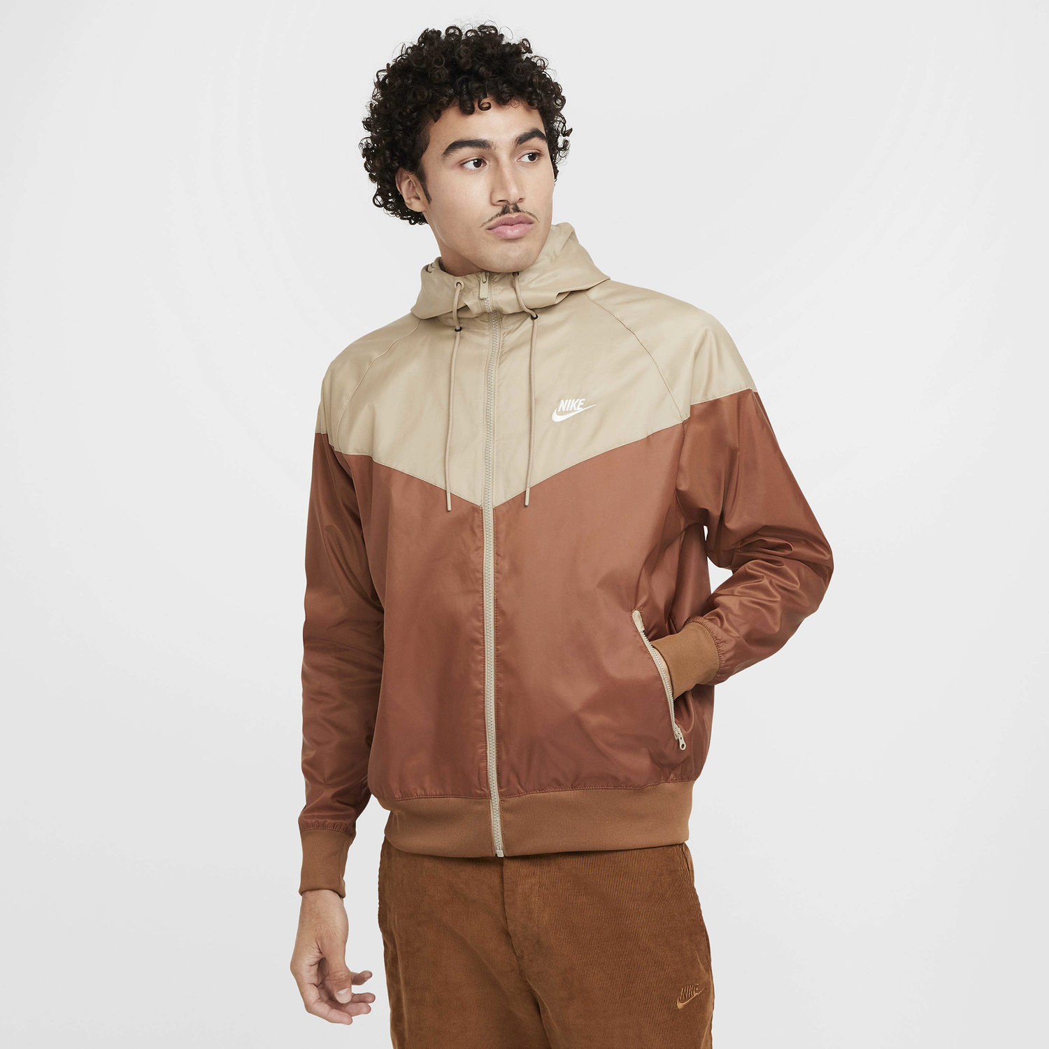 Nike Woven Windrunner Lined Hooded Jacket - Men's - Sail/Khaki/Light British Tan