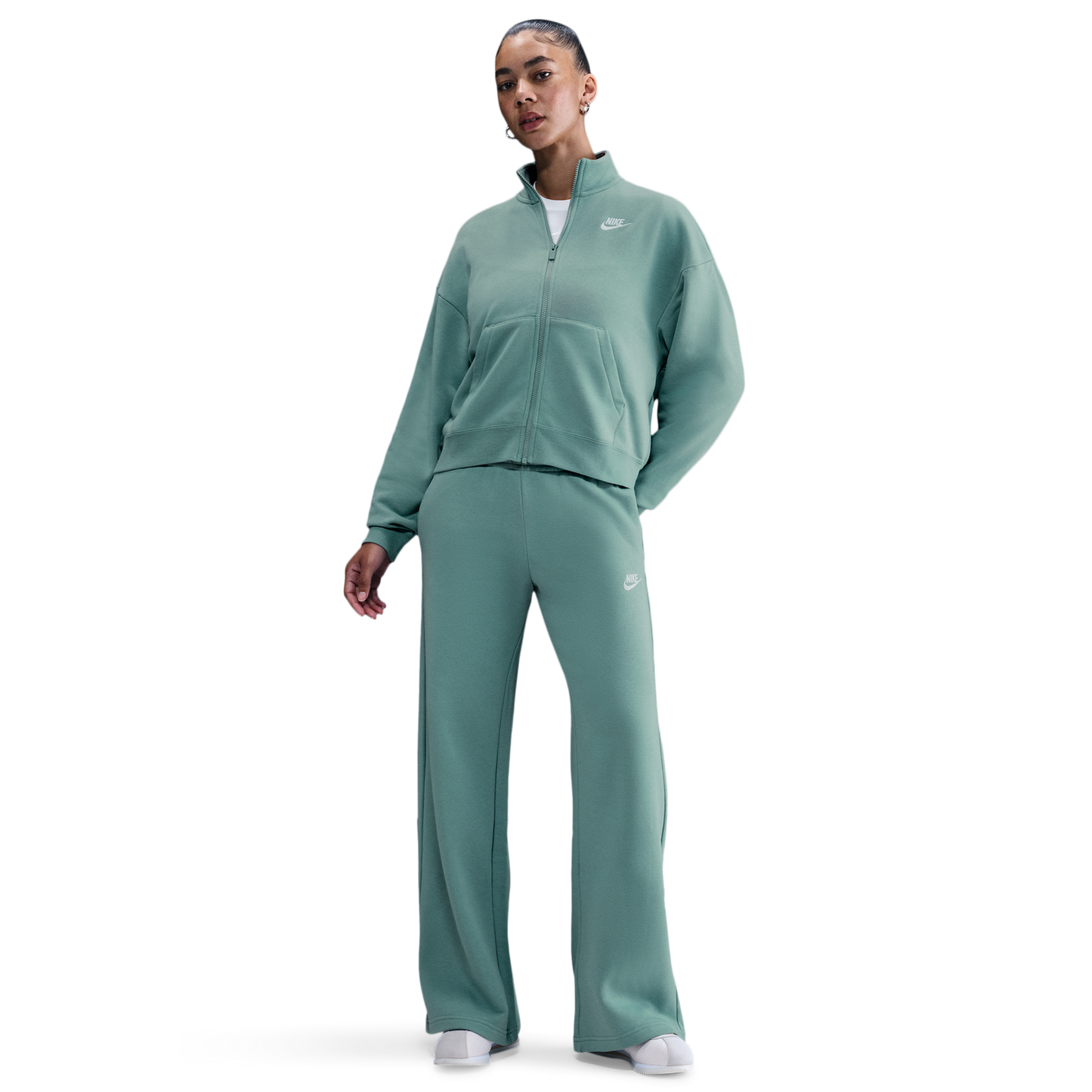 Nike NSW Club Fleece Mid Rise Pants Wide - Women's - Cannon/White