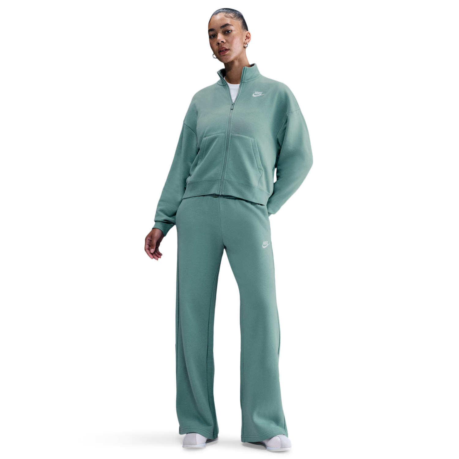 Nike NSW Club Fleece Mid Rise Pants Wide - Women's - Cannon/White