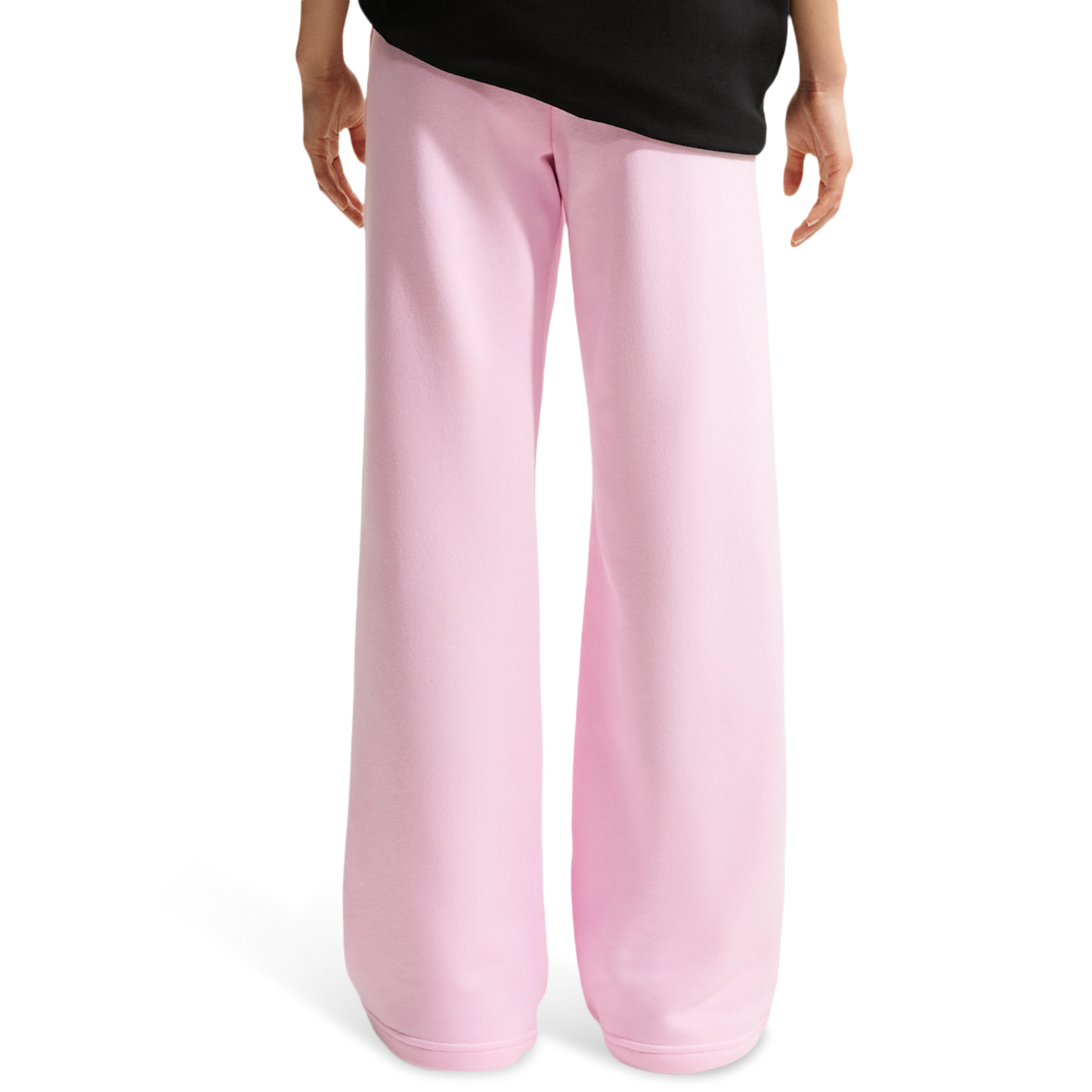 Nike NSW Club Fleece Mid Rise Pants Wide - Women's - Pink Foam/White