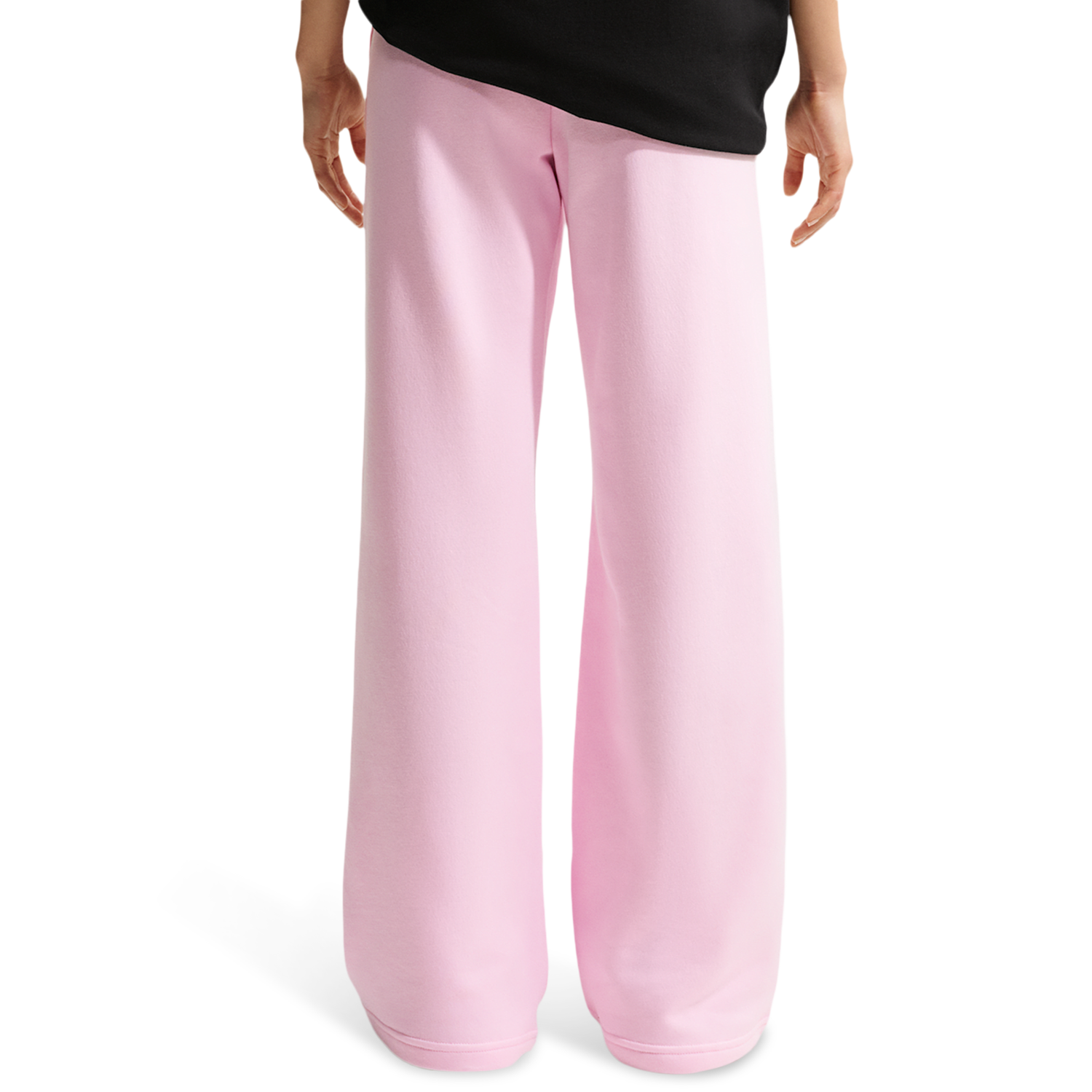 Nike NSW Club Fleece Mid Rise Pants Wide - Women's - Pink Foam/White