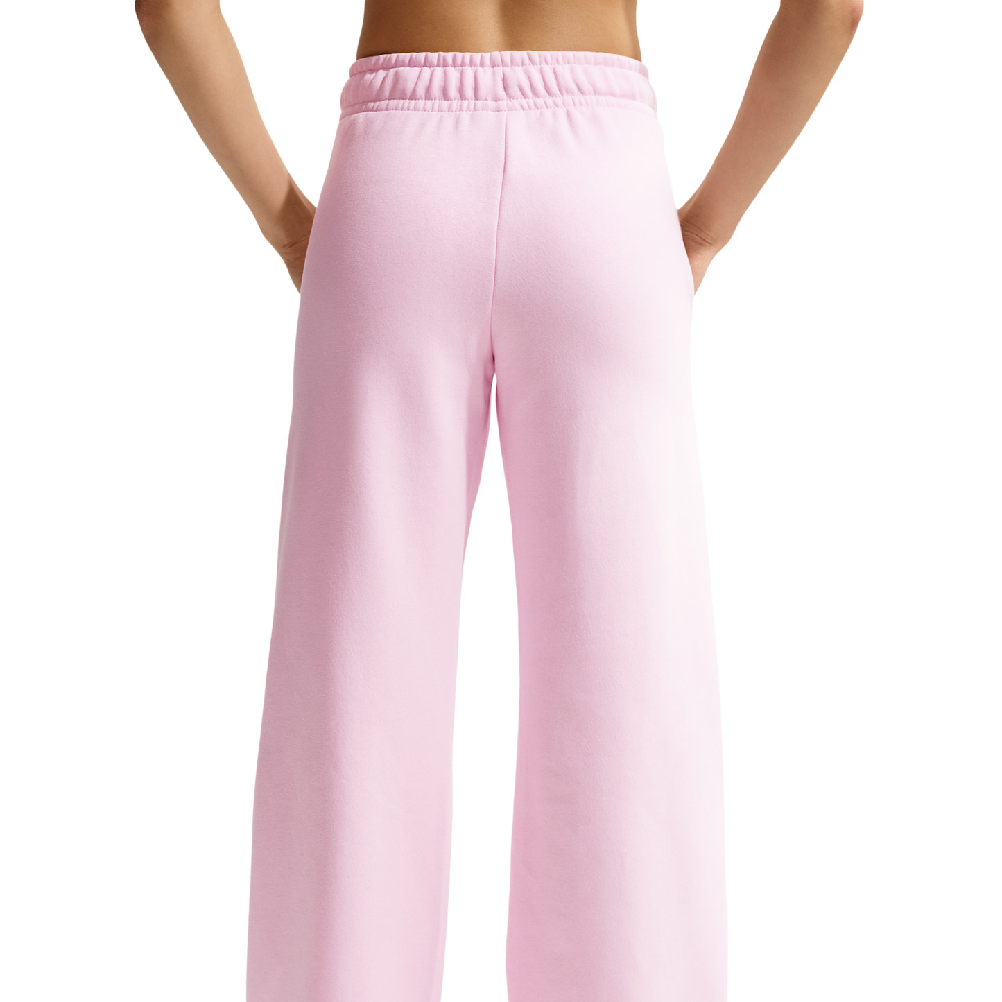 Nike NSW Club Fleece Mid Rise Pants Wide - Women's - Pink Foam/White
