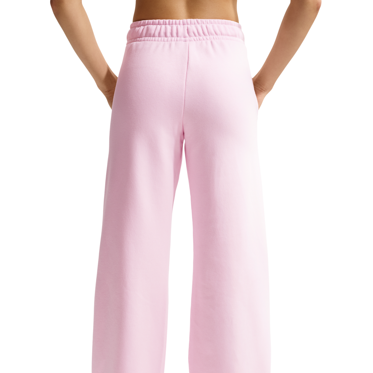 Nike NSW Club Fleece Mid Rise Pants Wide - Women's - Pink Foam/White