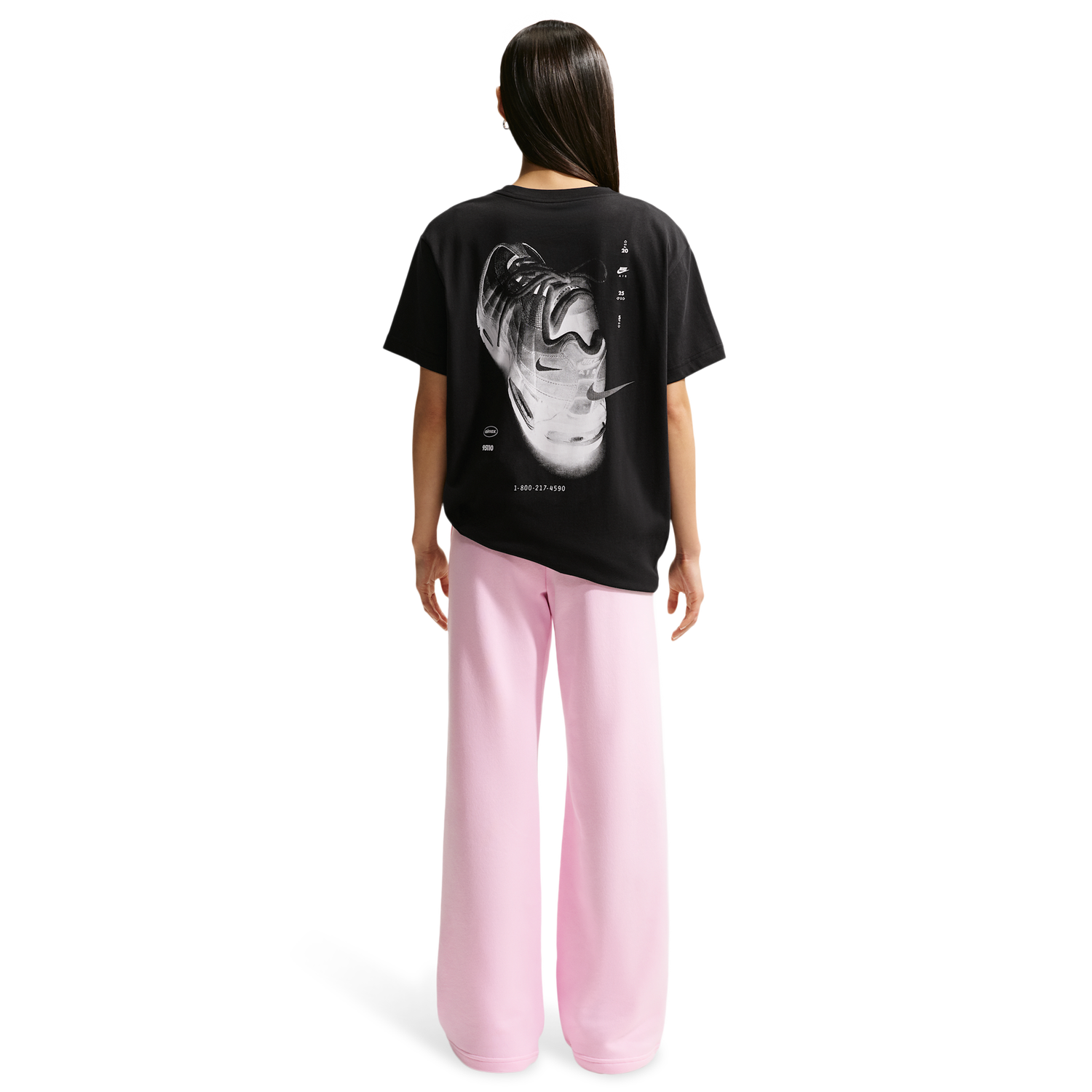 Nike NSW Club Fleece Mid Rise Pants Wide - Women's - Pink Foam/White
