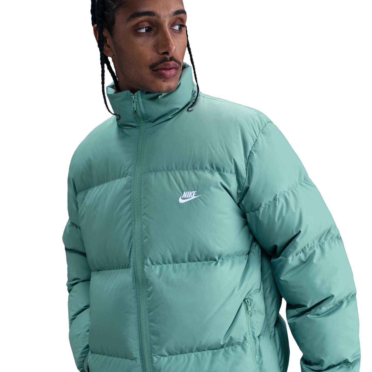 Nike SF Club 550 Puffer Jacket - Men's - Mosswood Brown/Cannon/White