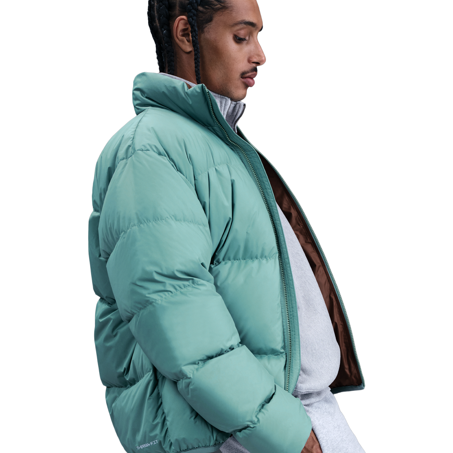 Nike SF Club 550 Puffer Jacket - Men's - Mosswood Brown/Cannon/White