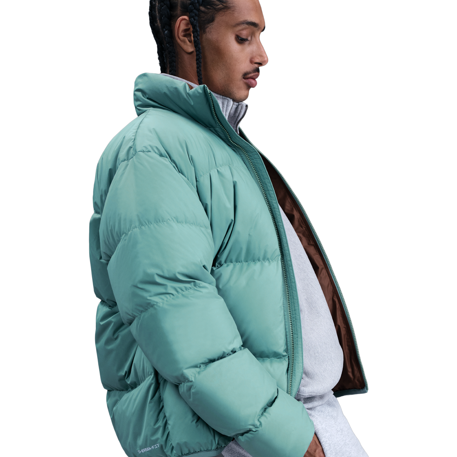 Nike SF Club 550 Puffer Jacket - Men's - Mosswood Brown/Cannon/White