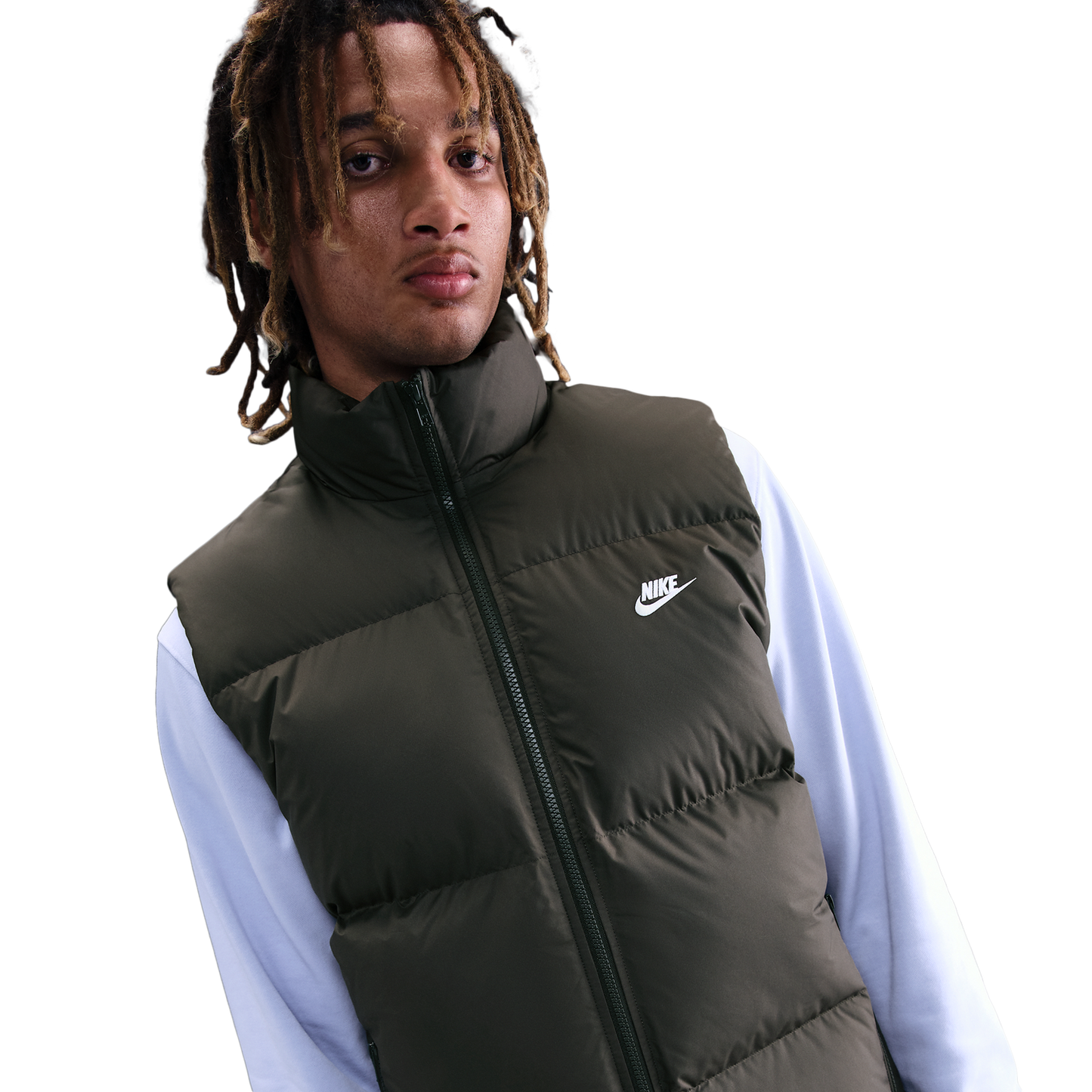 Nike Club Puffer Vest 550 - Men's - Sequoia/White