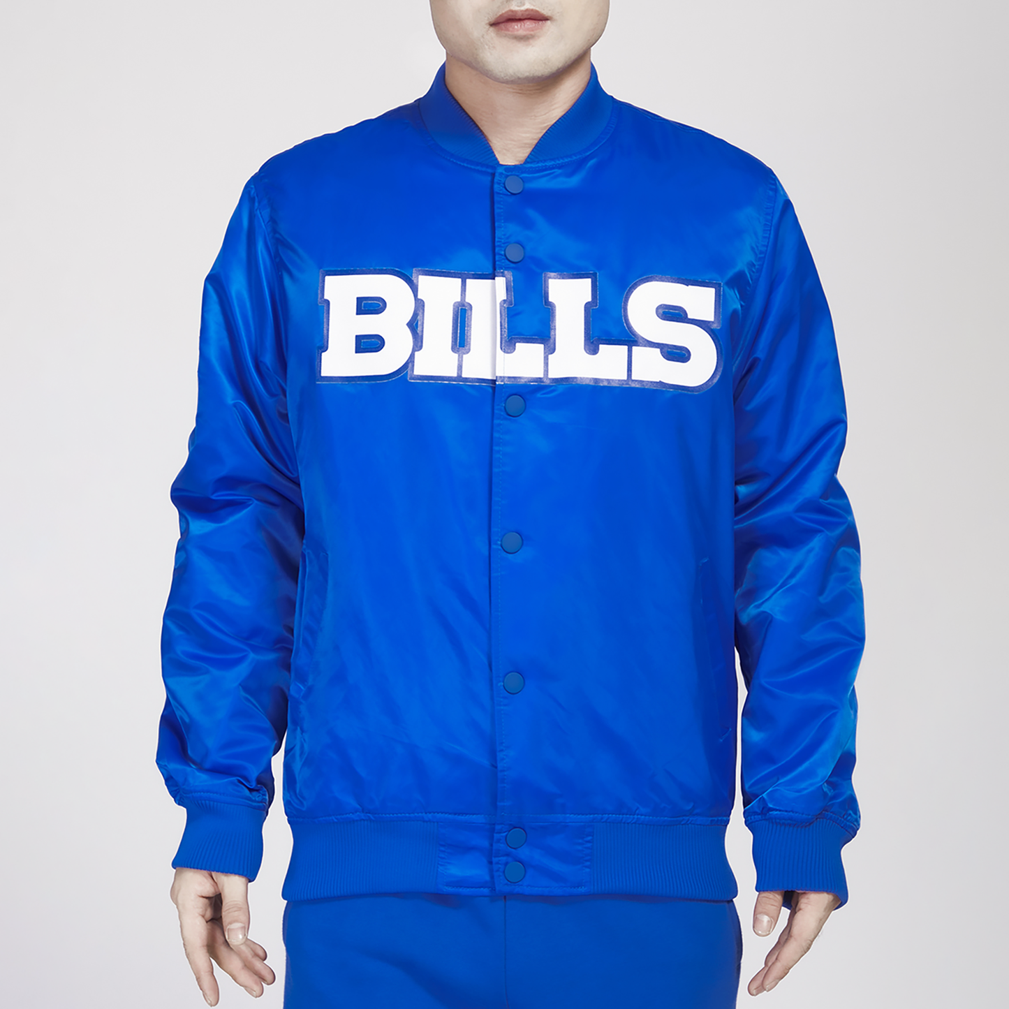 Pro Standard Bills Big Logo Satin Jacket - Men's - Blue