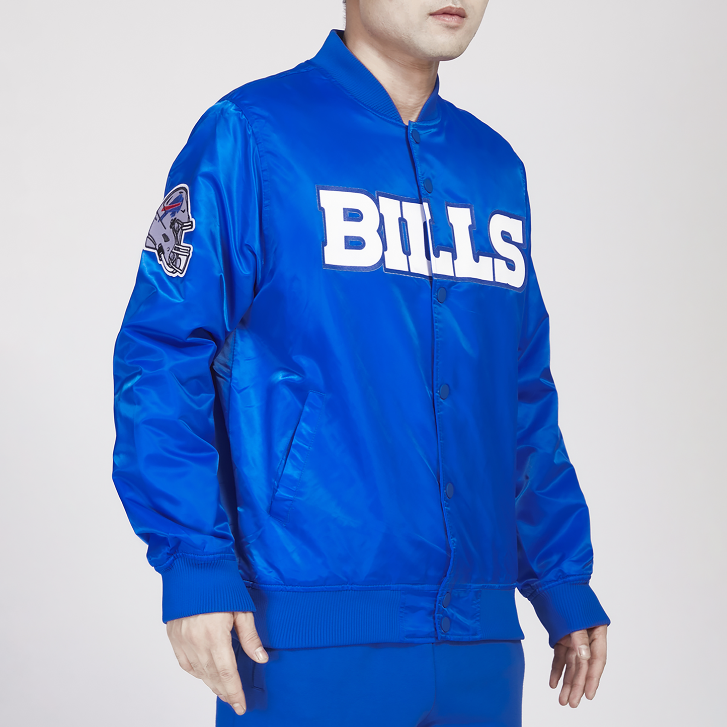 Pro Standard Bills Big Logo Satin Jacket - Men's - Blue
