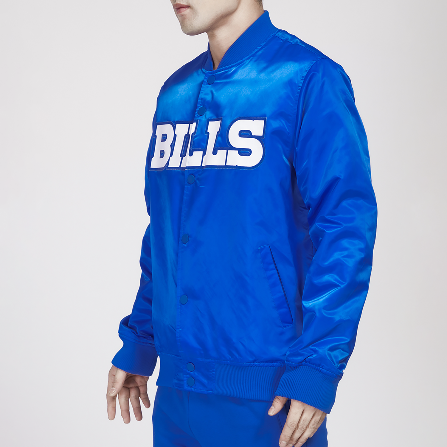 Pro Standard Bills Big Logo Satin Jacket - Men's - Blue
