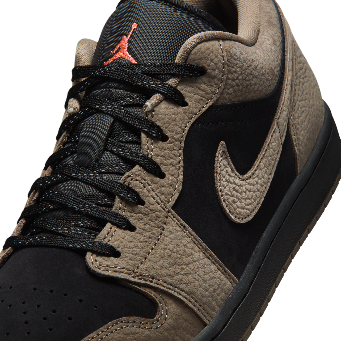 Jordan Air Jordan 1 Low SE - Men's - Black/Light Wild Mango/Olive Grey
