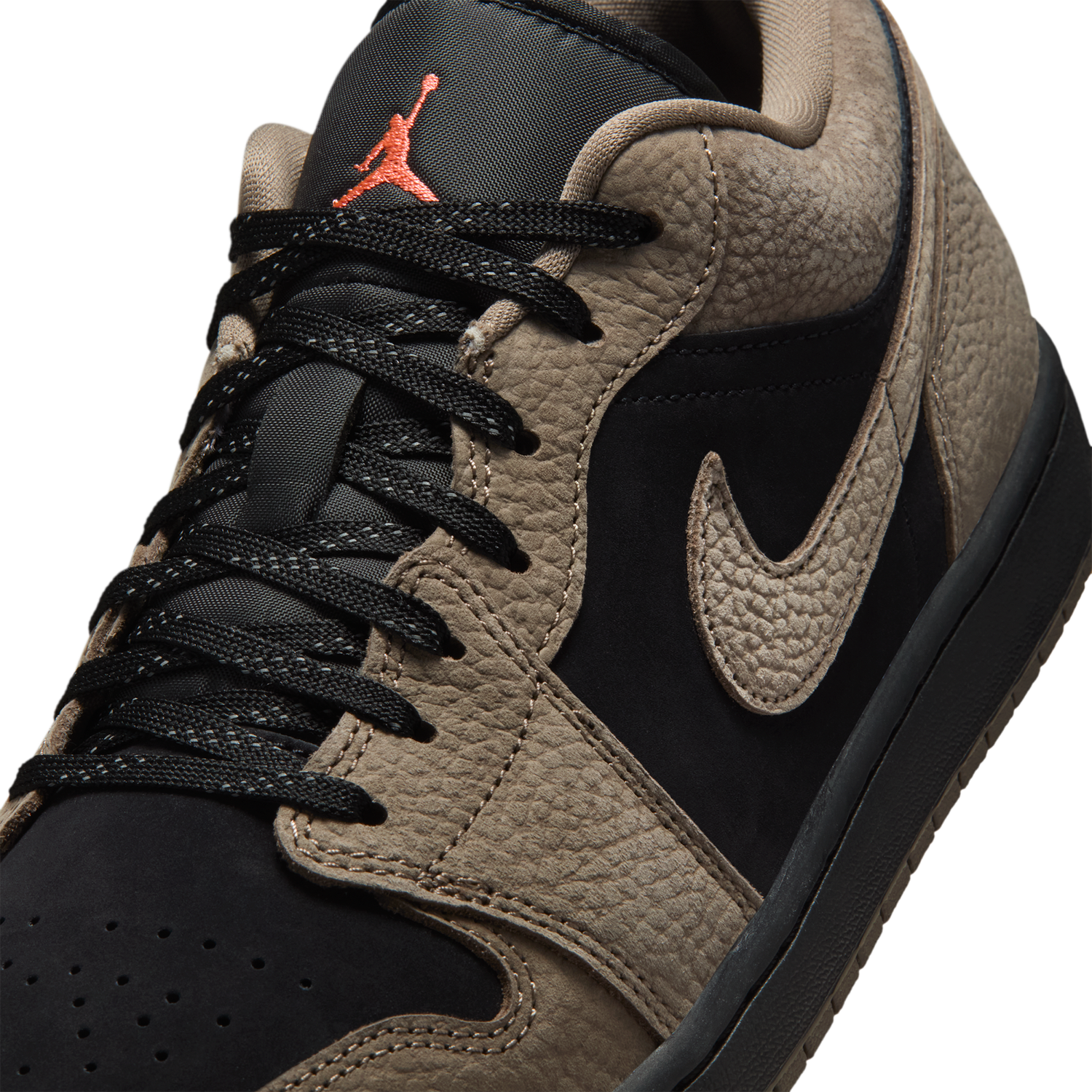 Jordan Air Jordan 1 Low SE - Men's - Black/Light Wild Mango/Olive Grey