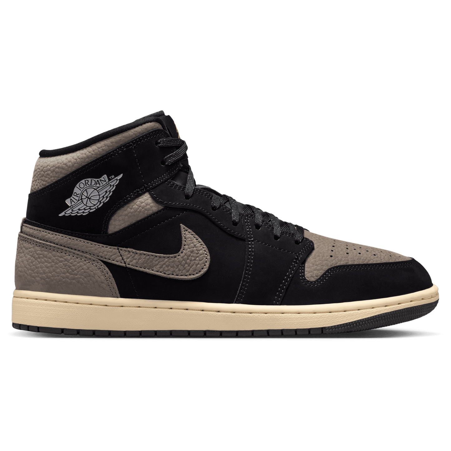 Jordan Air Jordan 1 Mid SE - Men's - Black/Olive Grey/Light Wild Mango