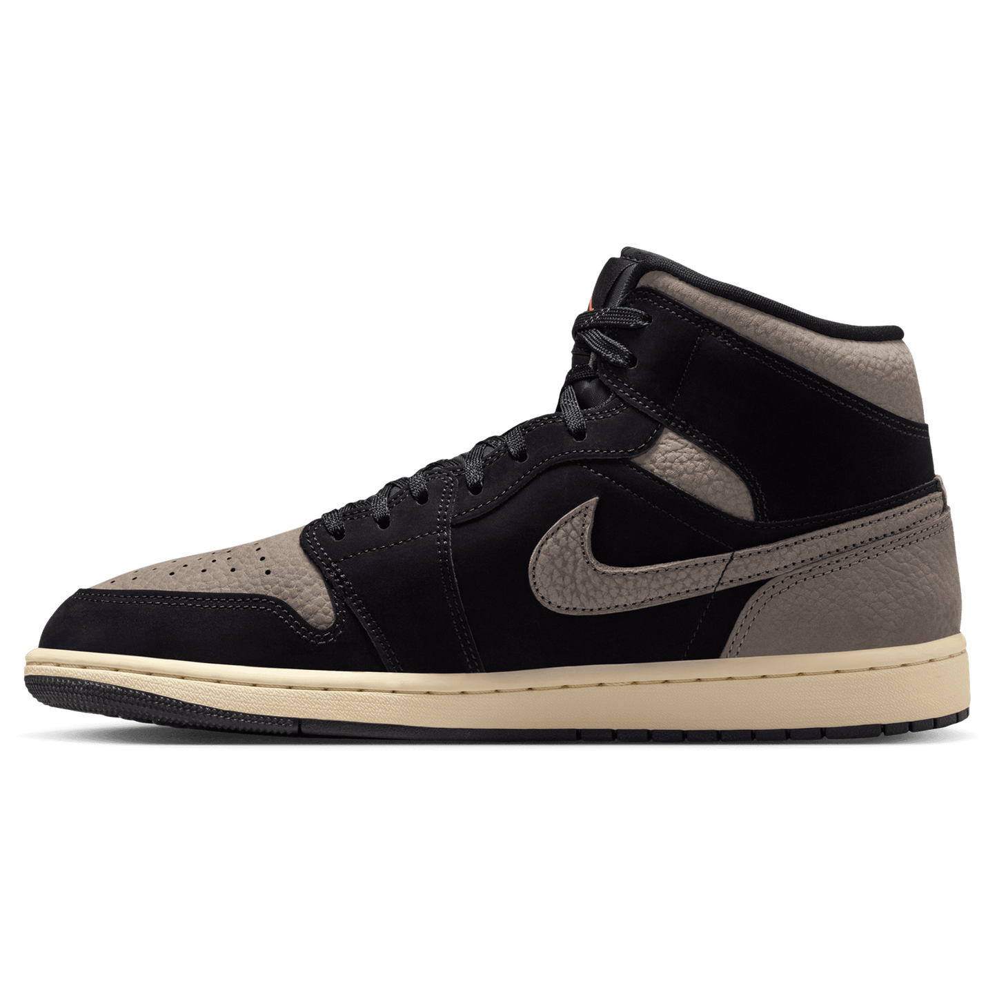 Jordan Air Jordan 1 Mid SE - Men's - Black/Olive Grey/Light Wild Mango