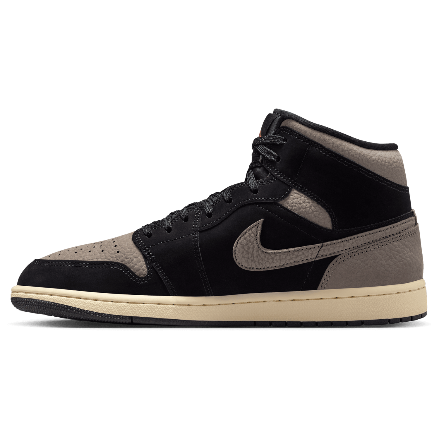 Jordan Air Jordan 1 Mid SE - Men's - Black/Olive Grey/Light Wild Mango