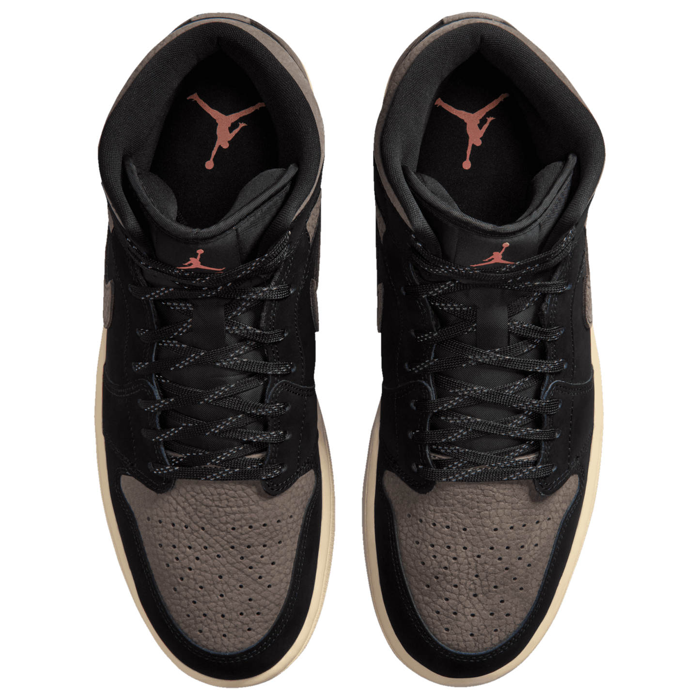 Jordan Air Jordan 1 Mid SE - Men's - Black/Olive Grey/Light Wild Mango