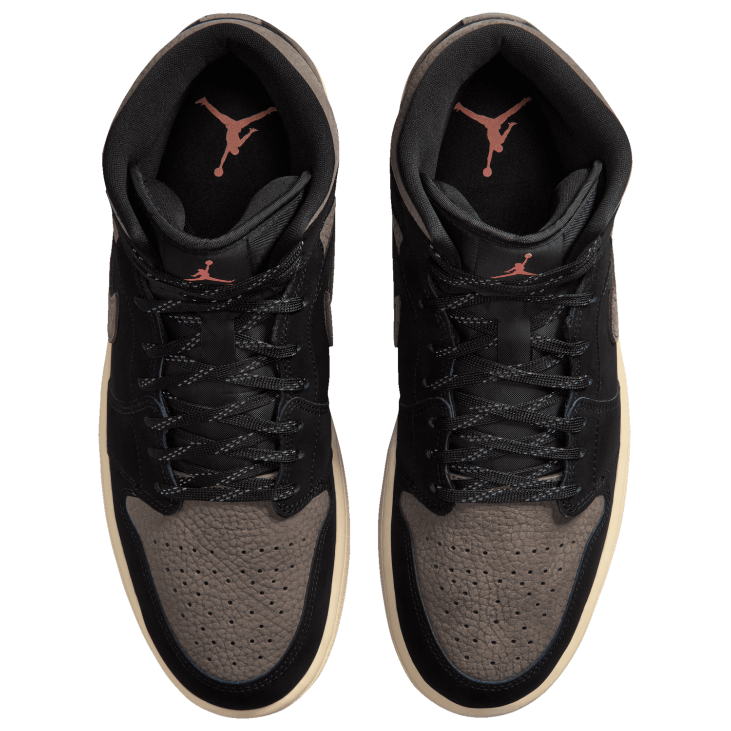 Jordan Air Jordan 1 Mid SE - Men's - Black/Olive Grey/Light Wild Mango