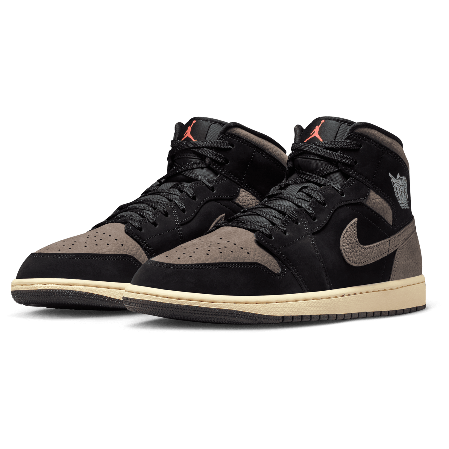 Jordan Air Jordan 1 Mid SE - Men's - Black/Olive Grey/Light Wild Mango
