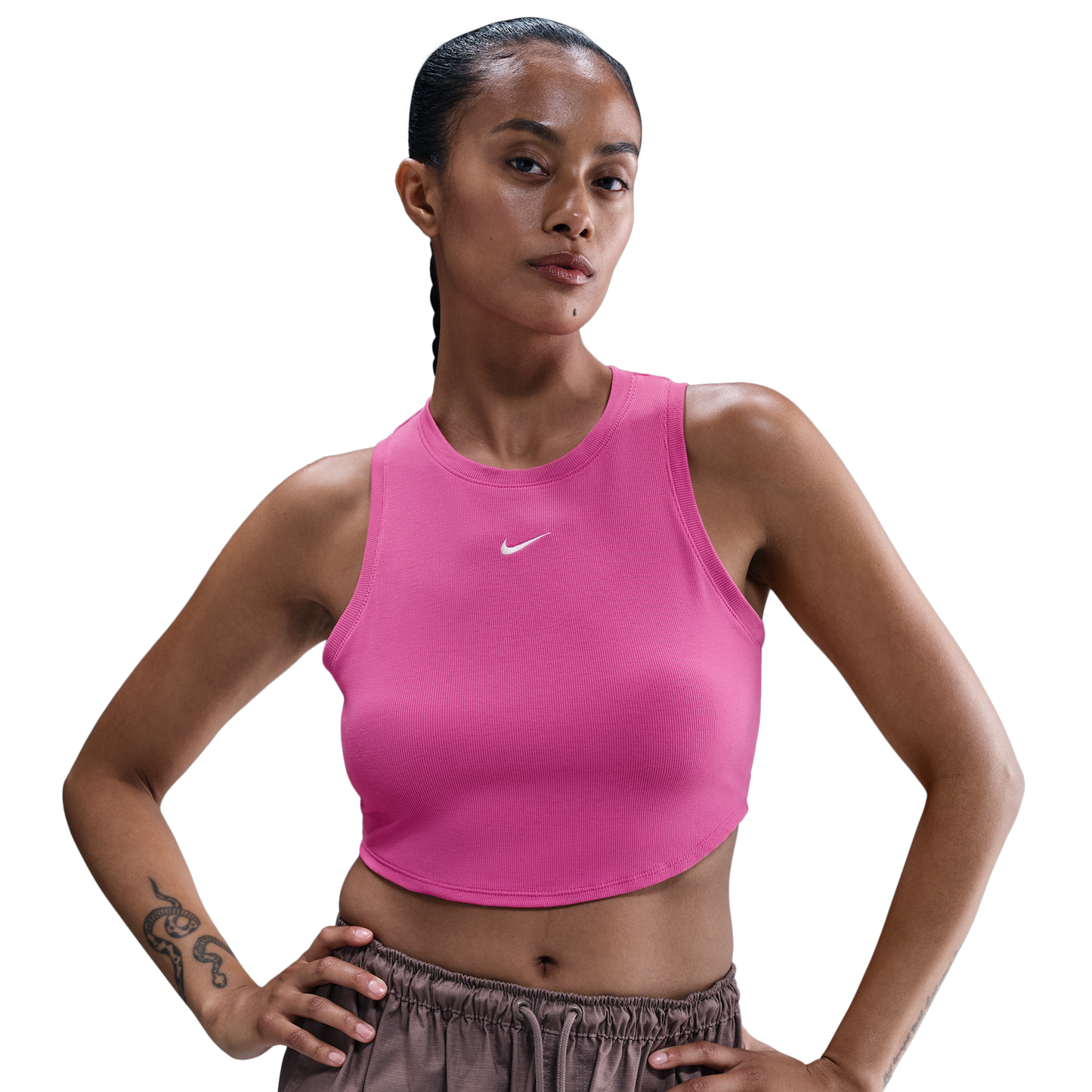 Nike Essential Rib Crop Tank - Women's - Playful Pink/Sail