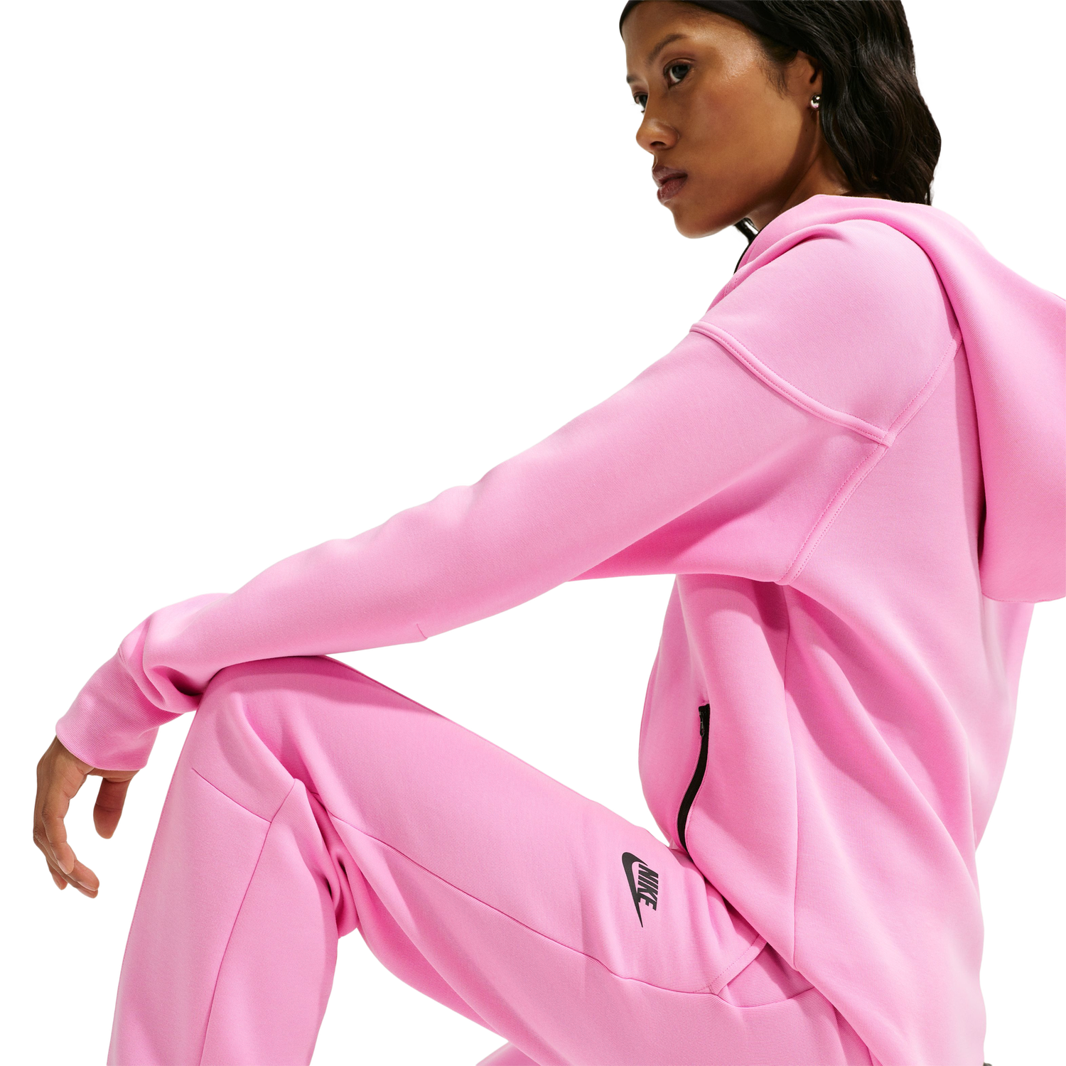 Nike Tech Fleece Jogger - Women's - Black/Pink Rise