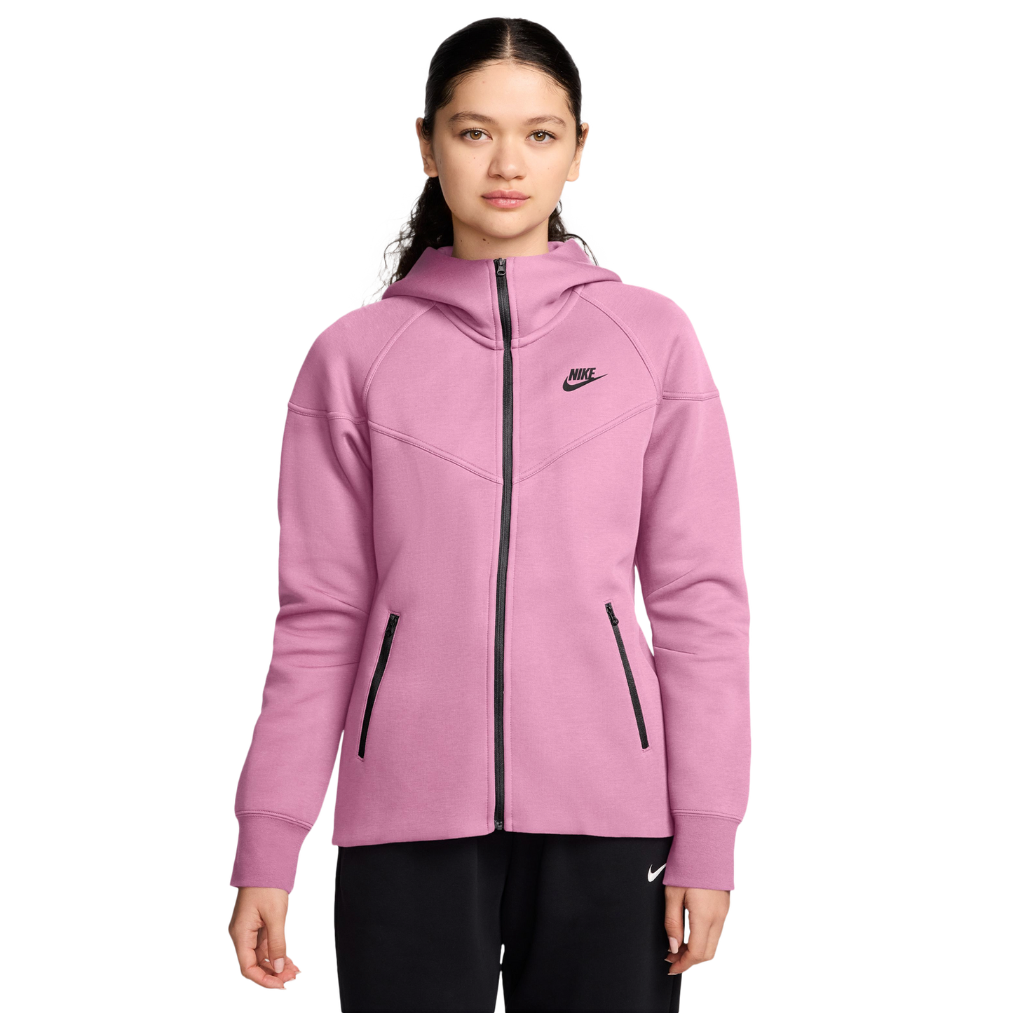 Nike Tech Fleece Full ZIP Hoodie - Women's - Black/Pink