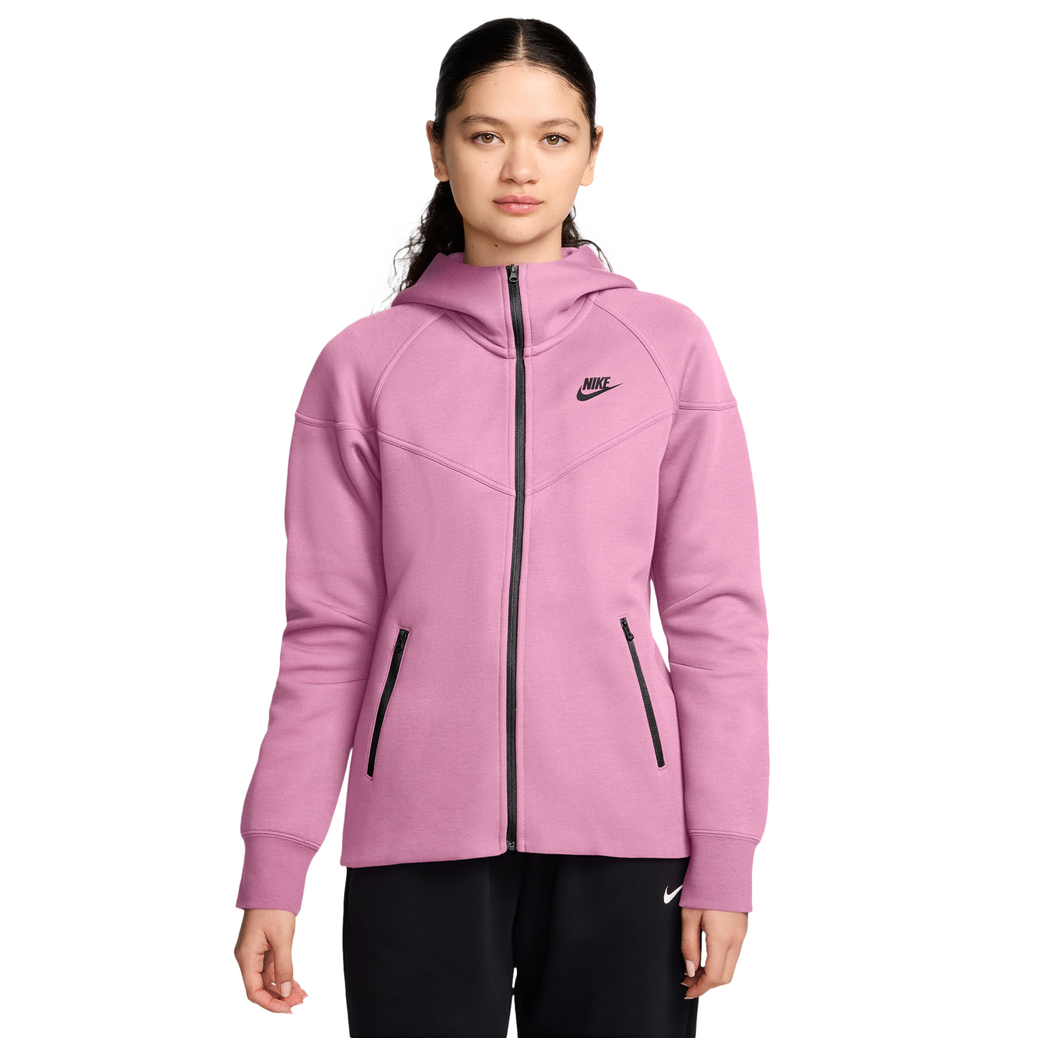 Nike Tech Fleece Full ZIP Hoodie - Women's - Black/Pink