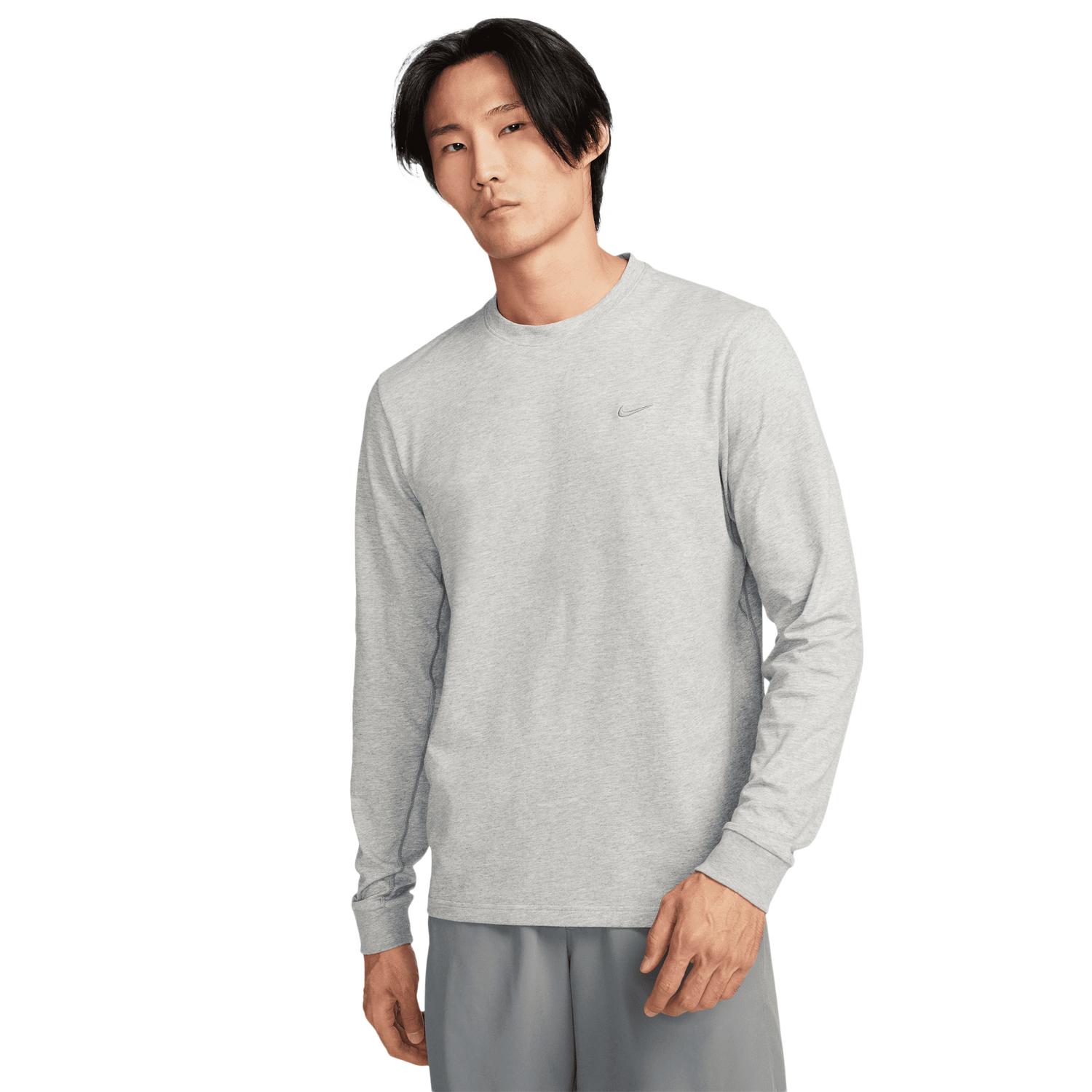 Nike Dri-FIT Primary Long Sleeve Top - Men's - Smoke Grey/Dk Grey Heather/Heather