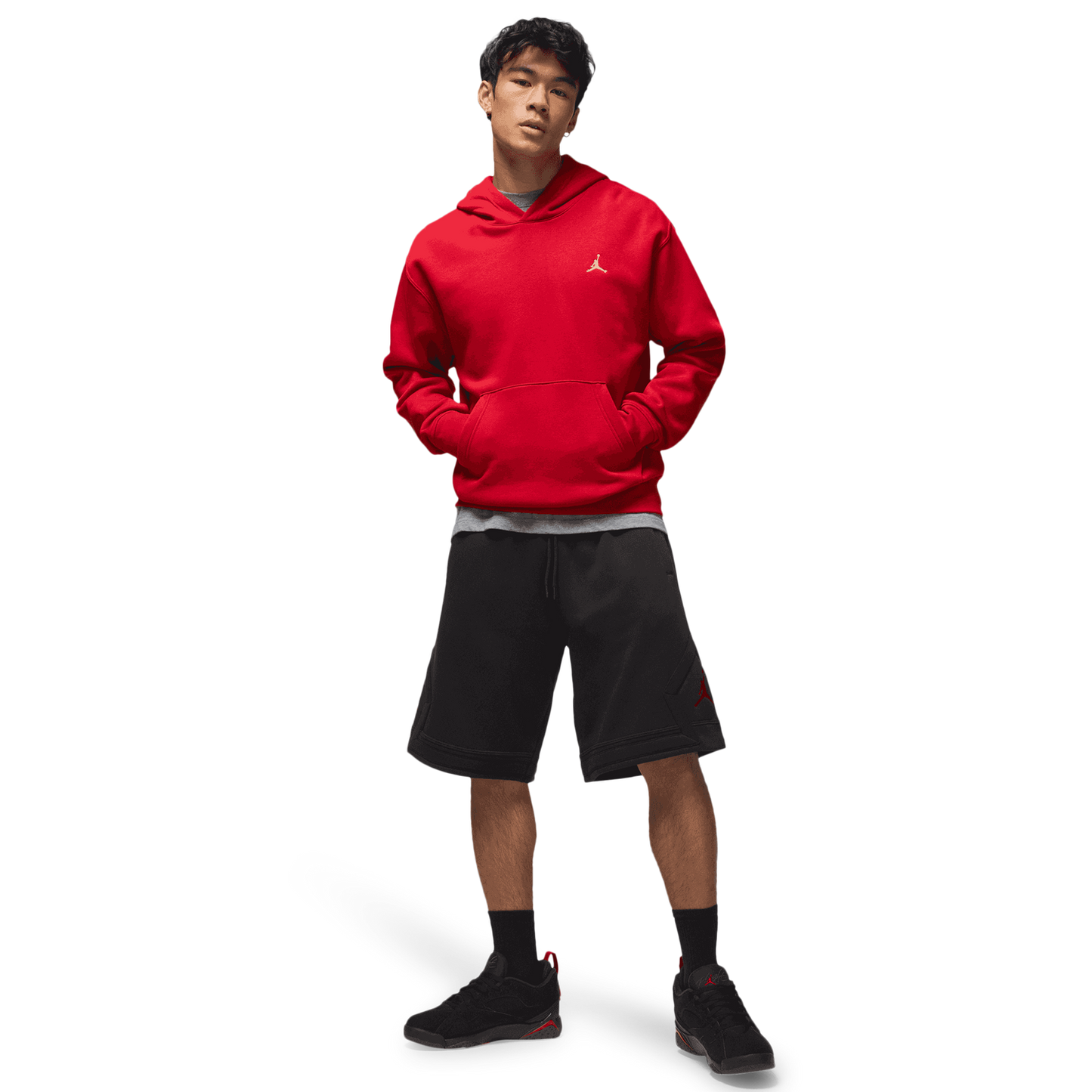 Jordan Brooklyn Oversize Stretch Shorts - Men's - Red/Black